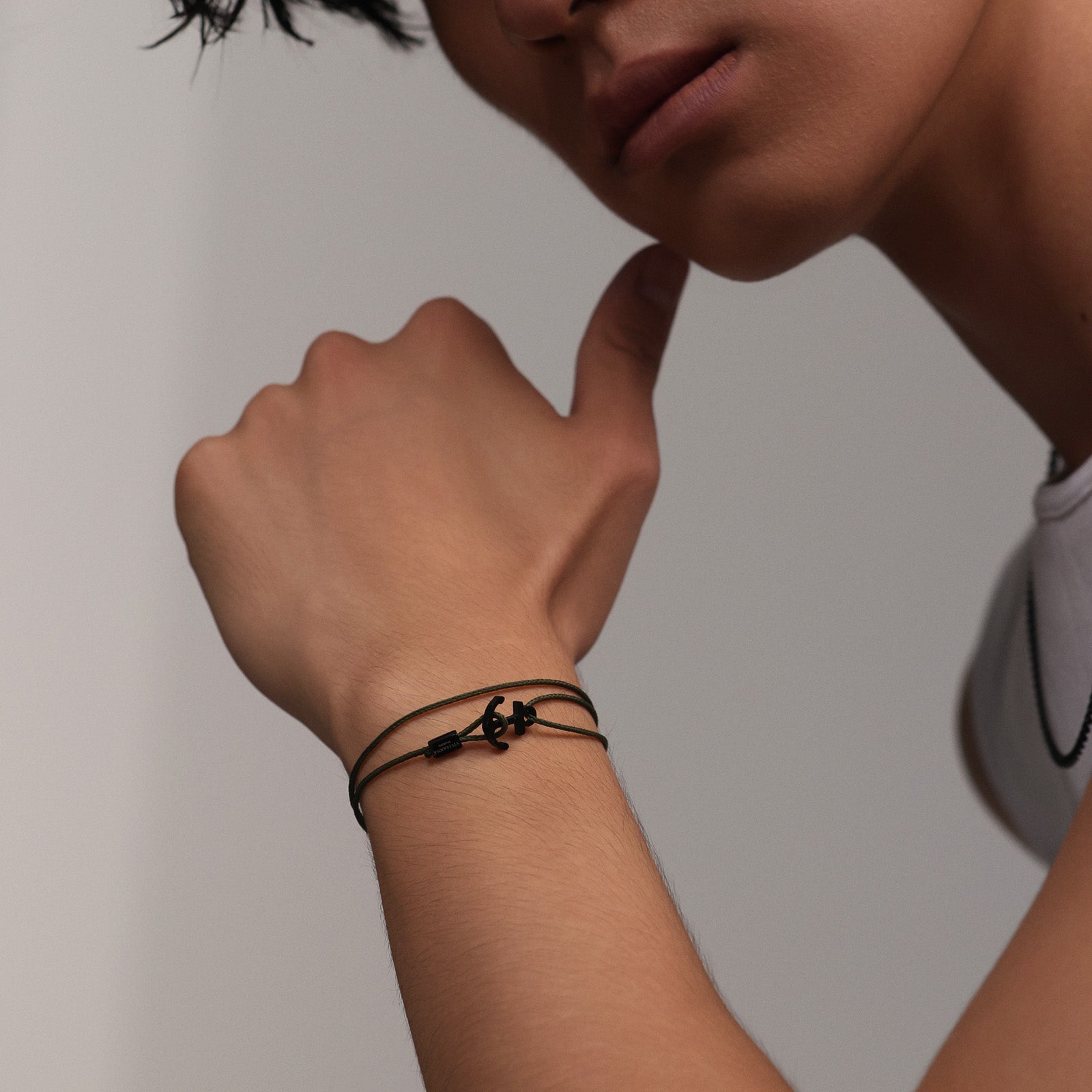 Ankerhaken Nylon Armband mit Gravur für Männer Herren Armband VIVIANNASCHMUCK