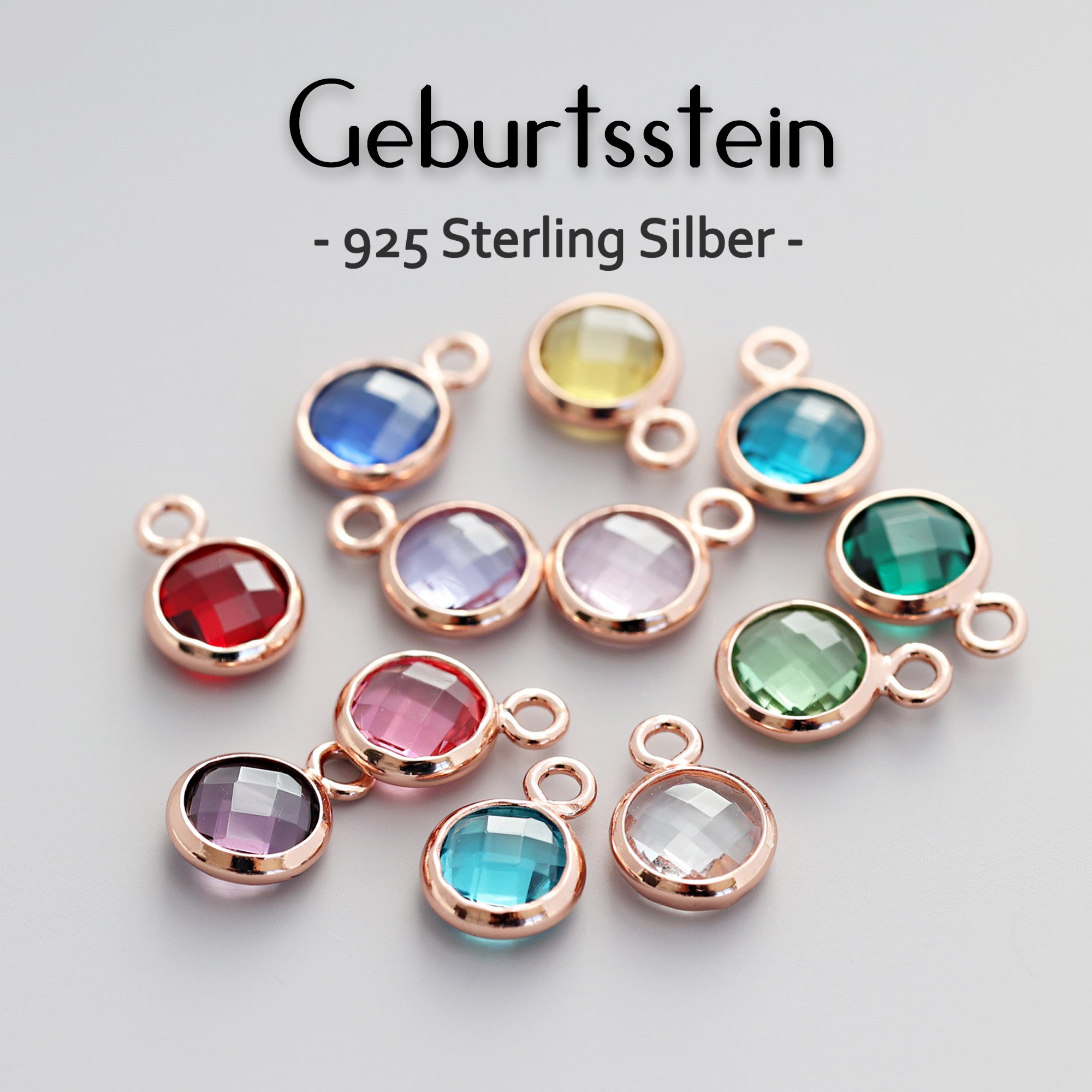 Zusätzlicher 925 Geburtsstein Anhänger - Roségold - ADD-ON Add-on VIVIANNASCHMUCK