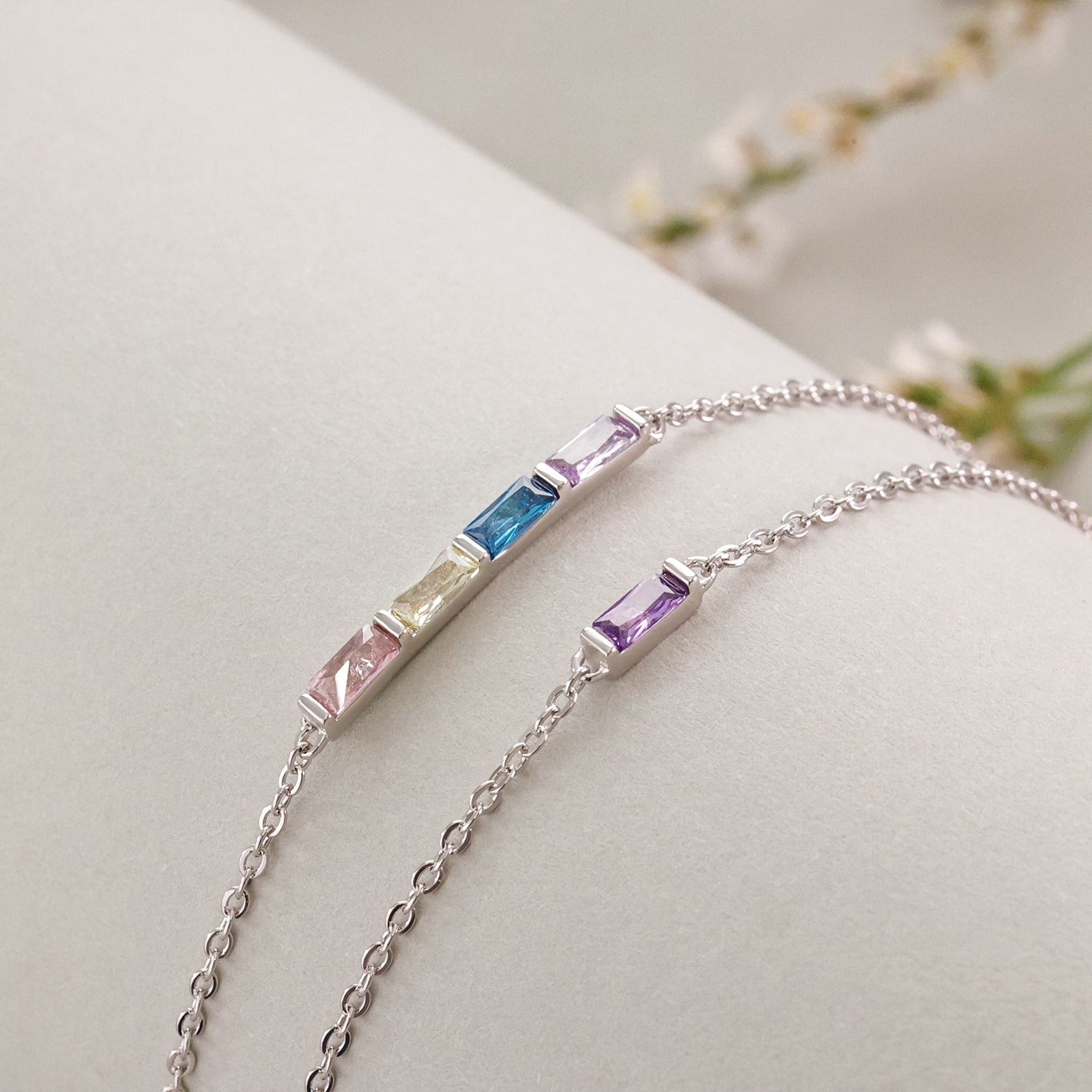 Personalisiertes Geburtsstein-Armband - 925er Sterling Silber - individuell wählbar