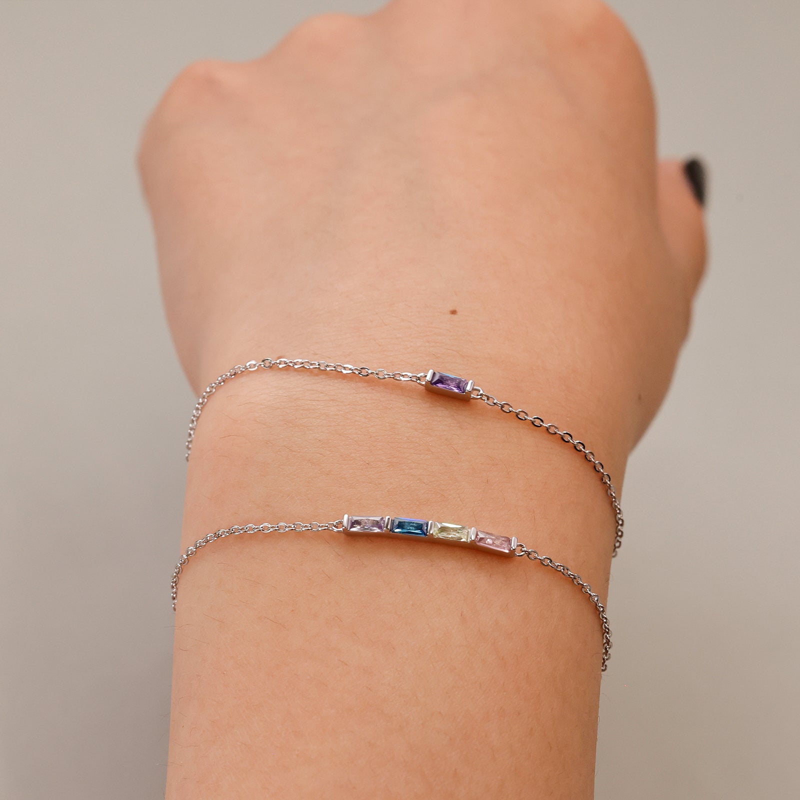 Personalisiertes Geburtsstein-Armband - 925er Sterling Silber - individuell wählbar