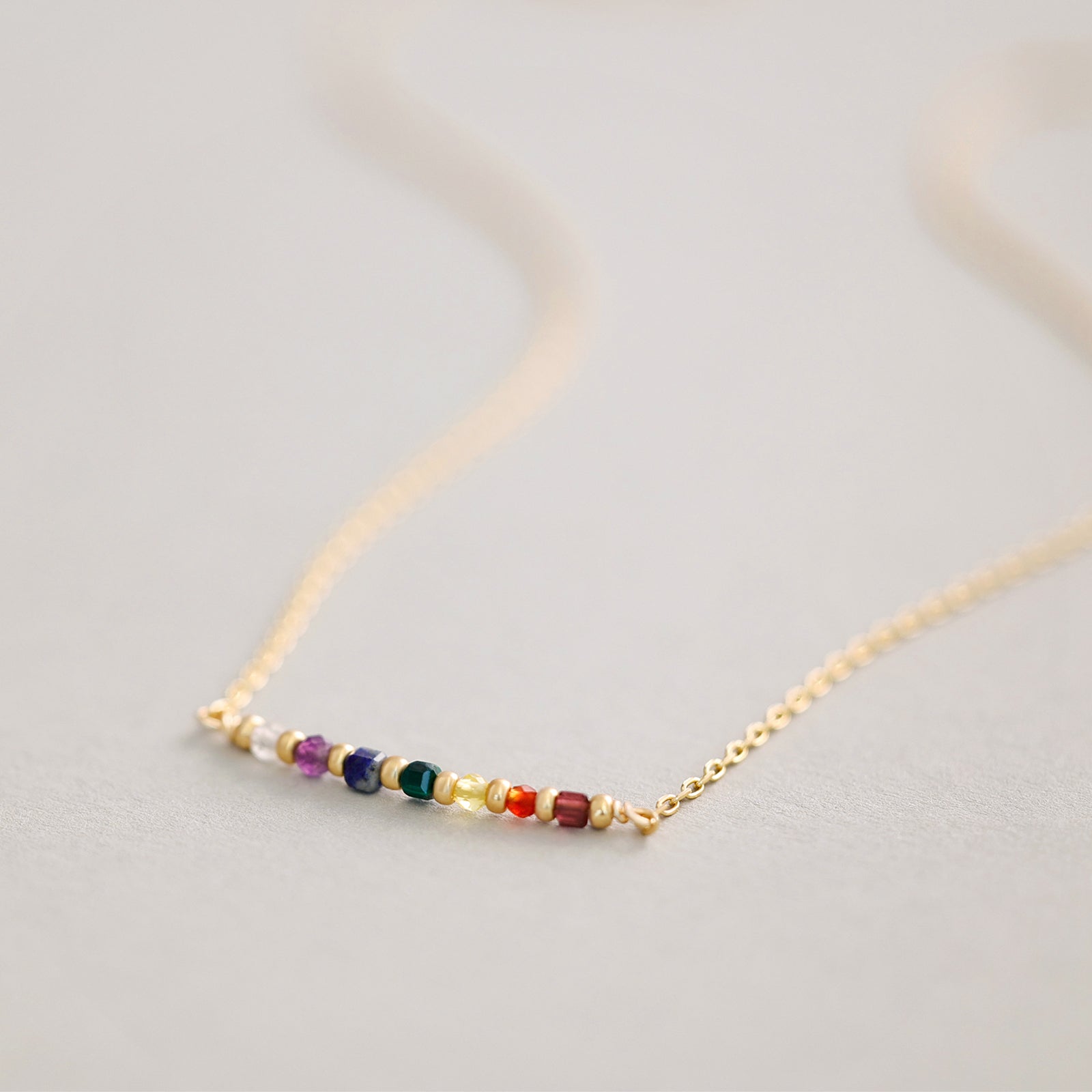 Chakra Kette - aus 925er Silber - Edelstein Kette - spiritueller Schmuck - Heilstein Kette - Chakra Heilung - Chakra Schmuck - KS009 - VIVIANNASCHMUCK