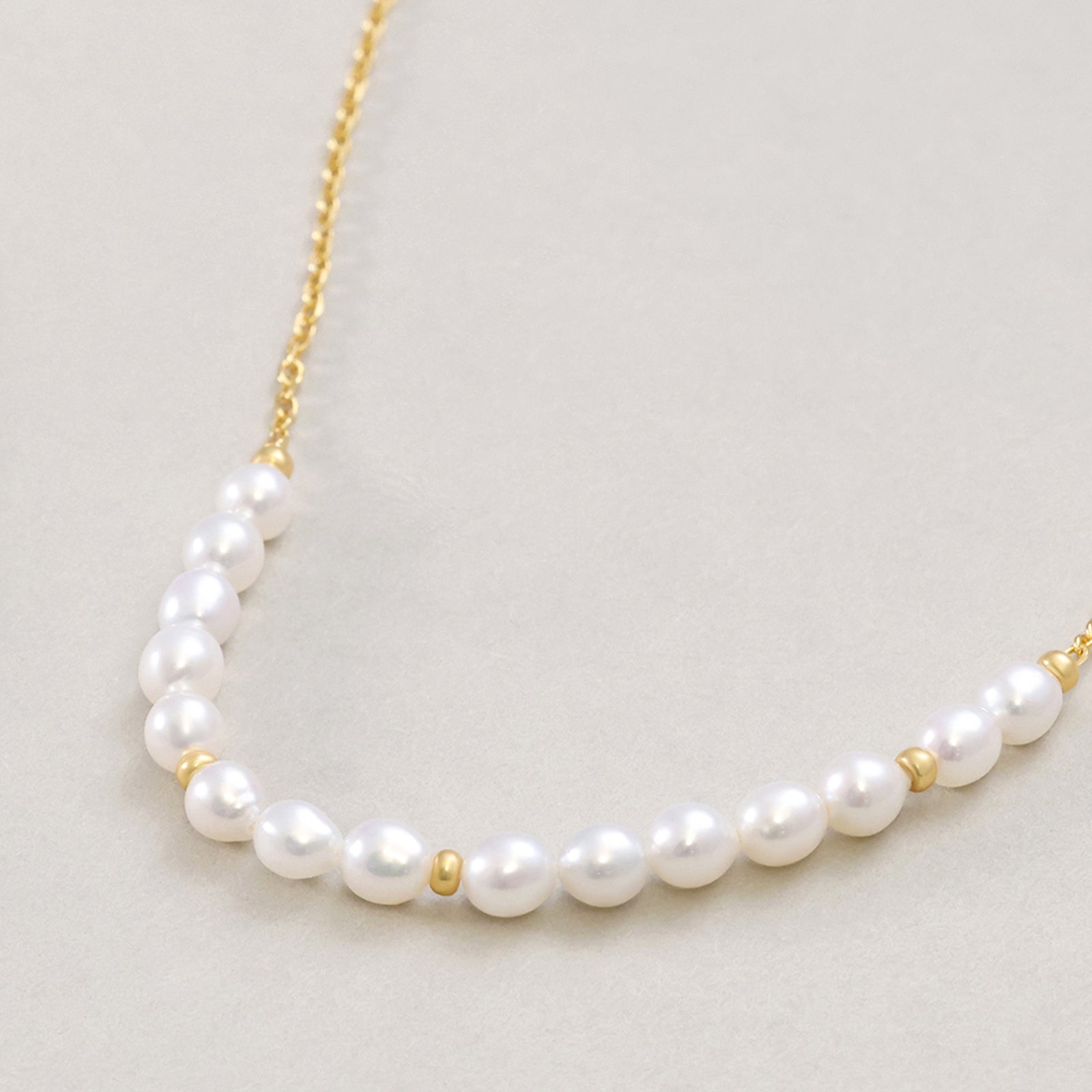Perlenkette mit Süßwasserperlen - 925er Sterling Silber
