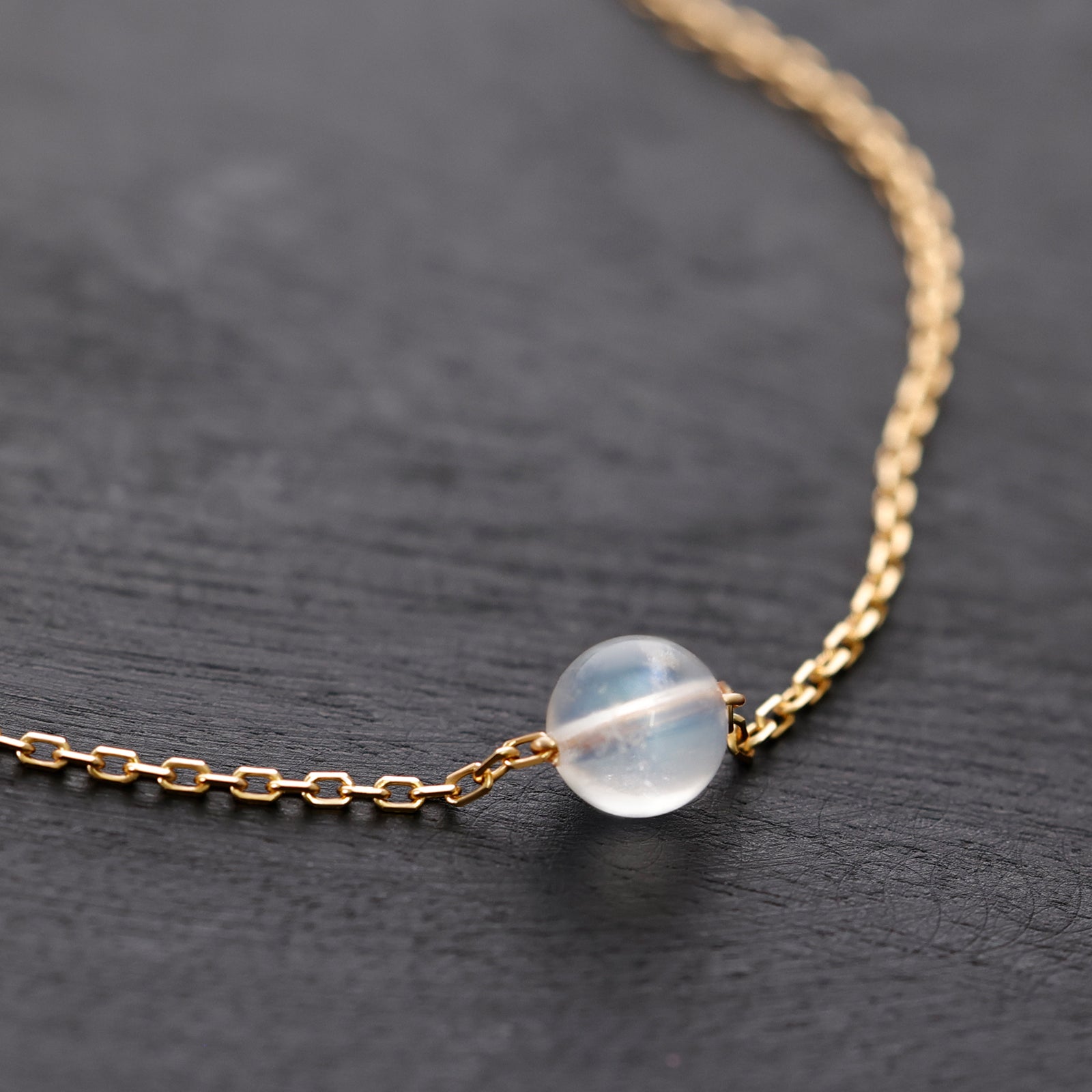 Regenbogenmondstein Kette - 925er Sterling Silber - Naturstein