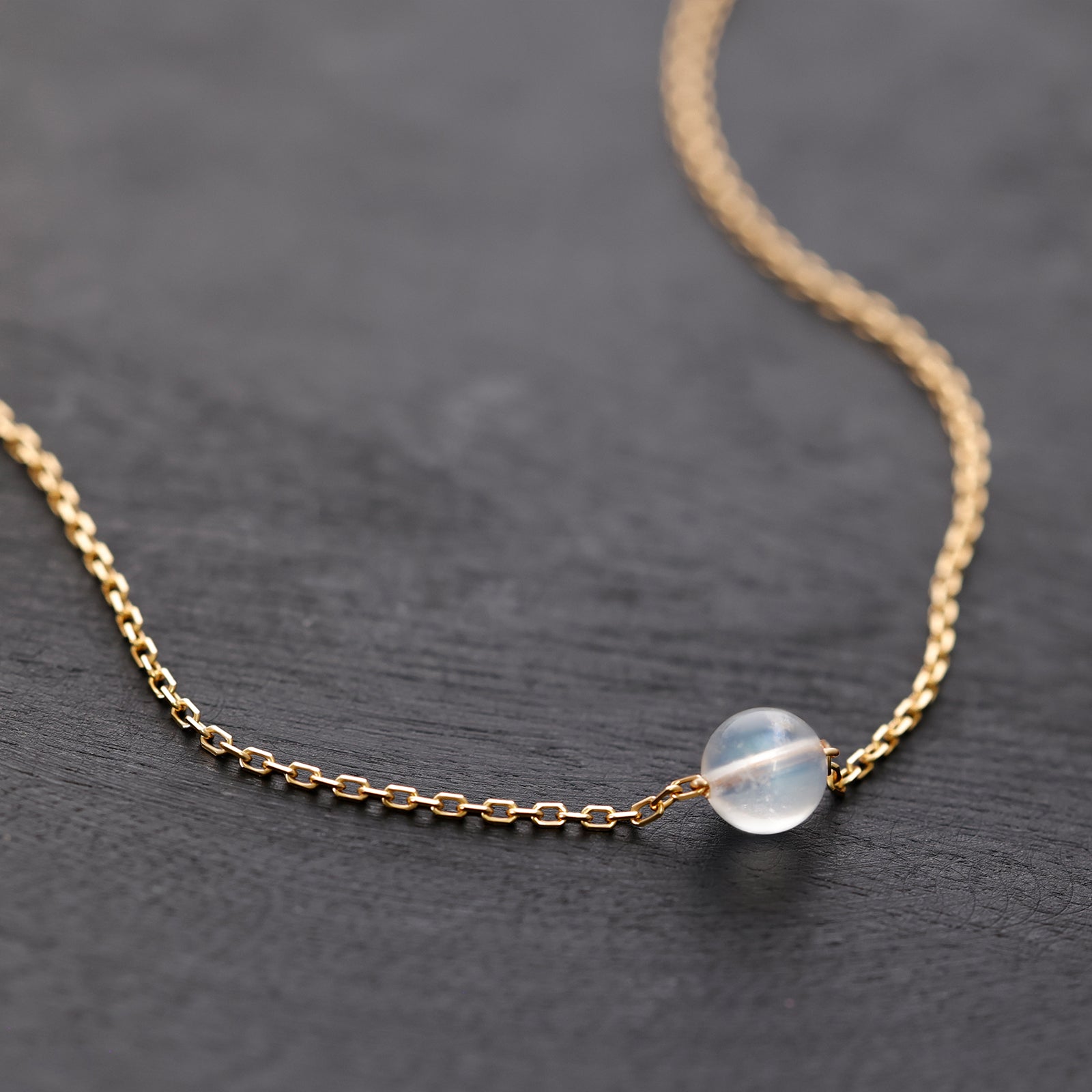 Regenbogenmondstein Kette - 925er Sterling Silber - Naturstein