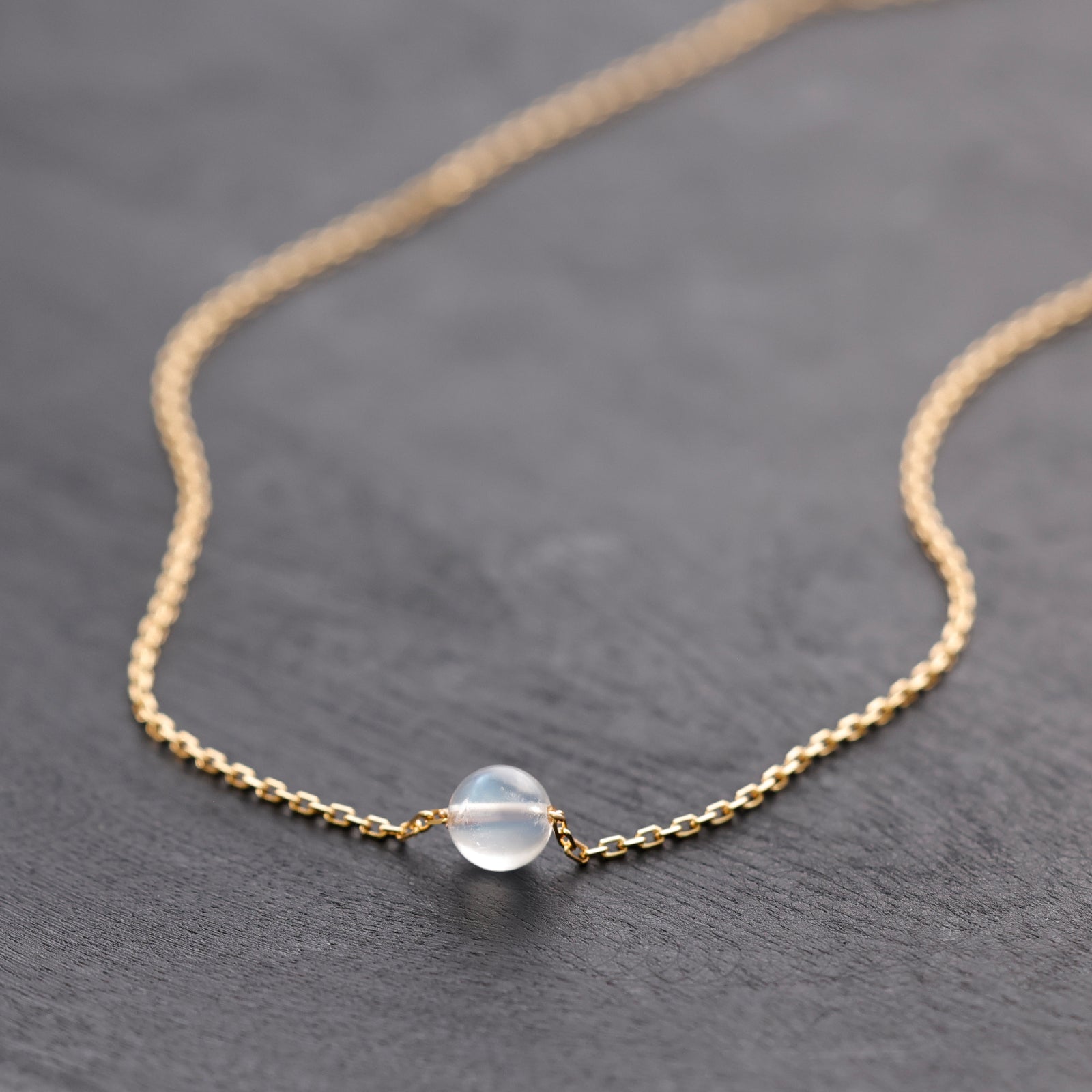 Regenbogenmondstein Kette - 925er Sterling Silber - Naturstein