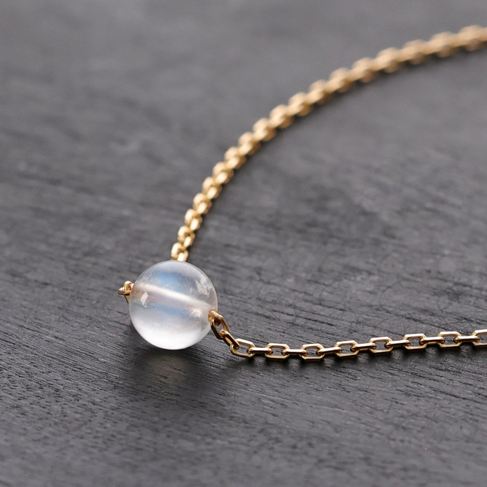 Regenbogenmondstein Kette - 925er Sterling Silber - Naturstein