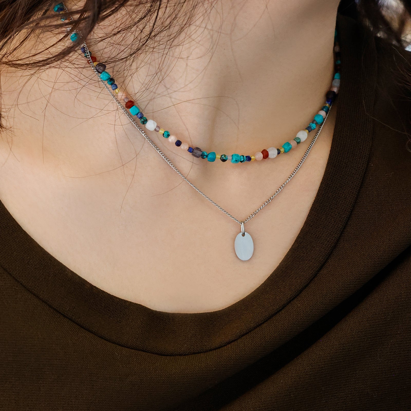 Rainbow Tourmaline Necklace - 925 Sterling Silver