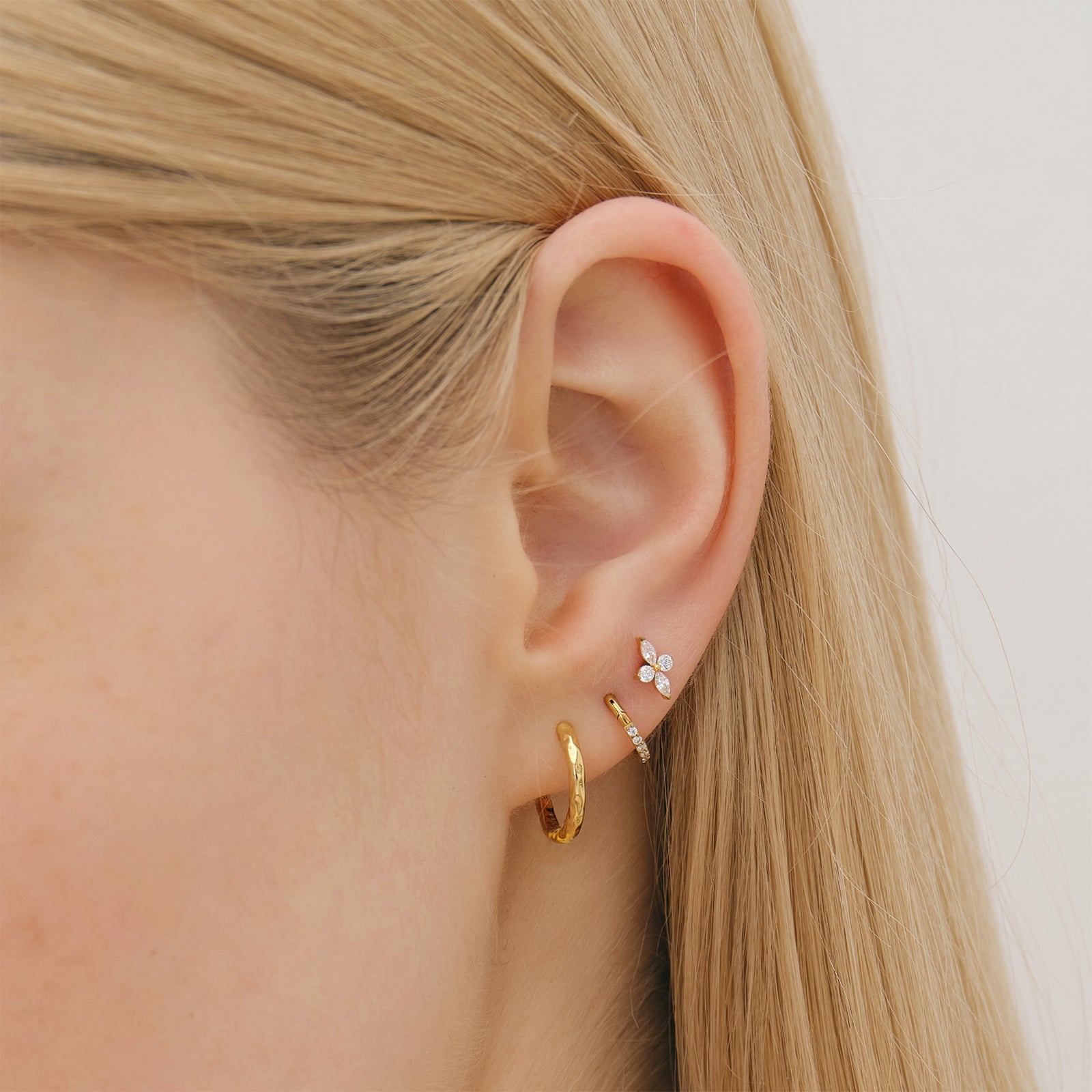 Creolen Hammerschlag mittelgroße Ohrringe - 925er Sterling Silber Ohrringe VIVIANNASCHMUCK