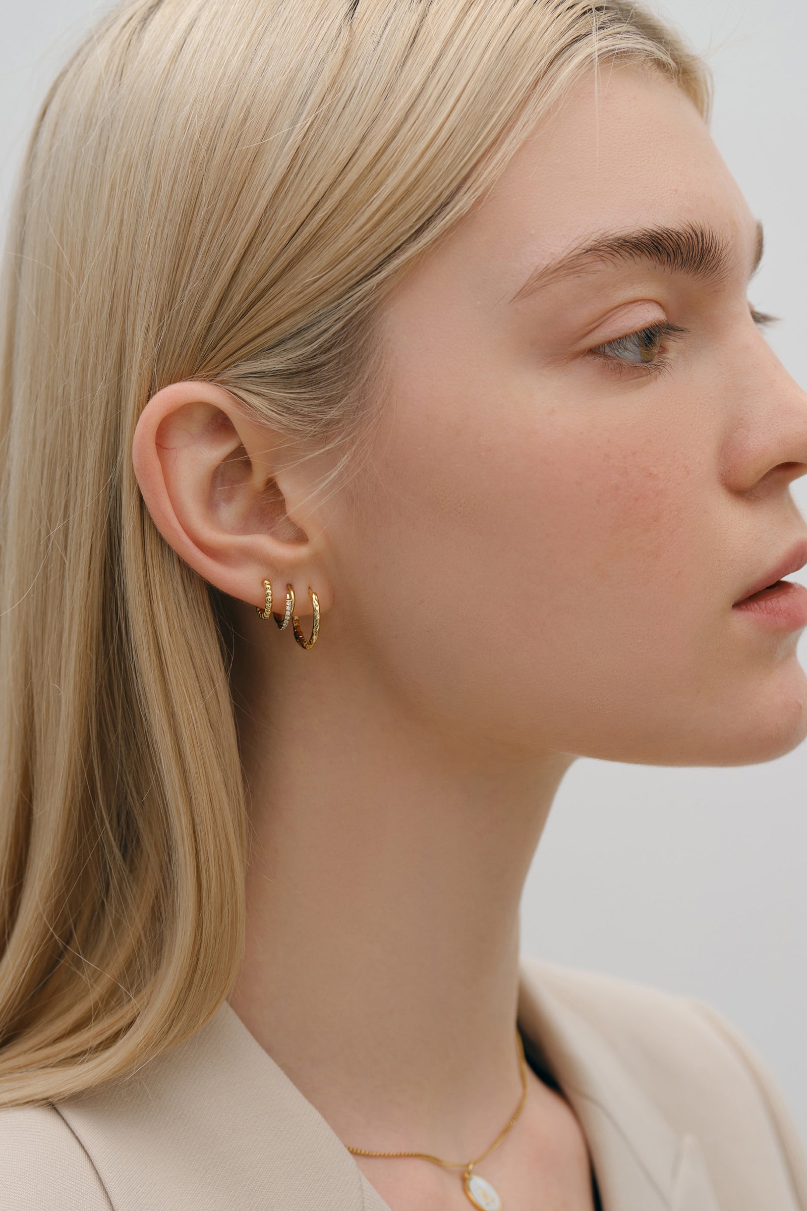 Hoop earrings made of 925 sterling silver - Hoop earrings with hammered finish - Gold or silver - Real silver earrings - OS004