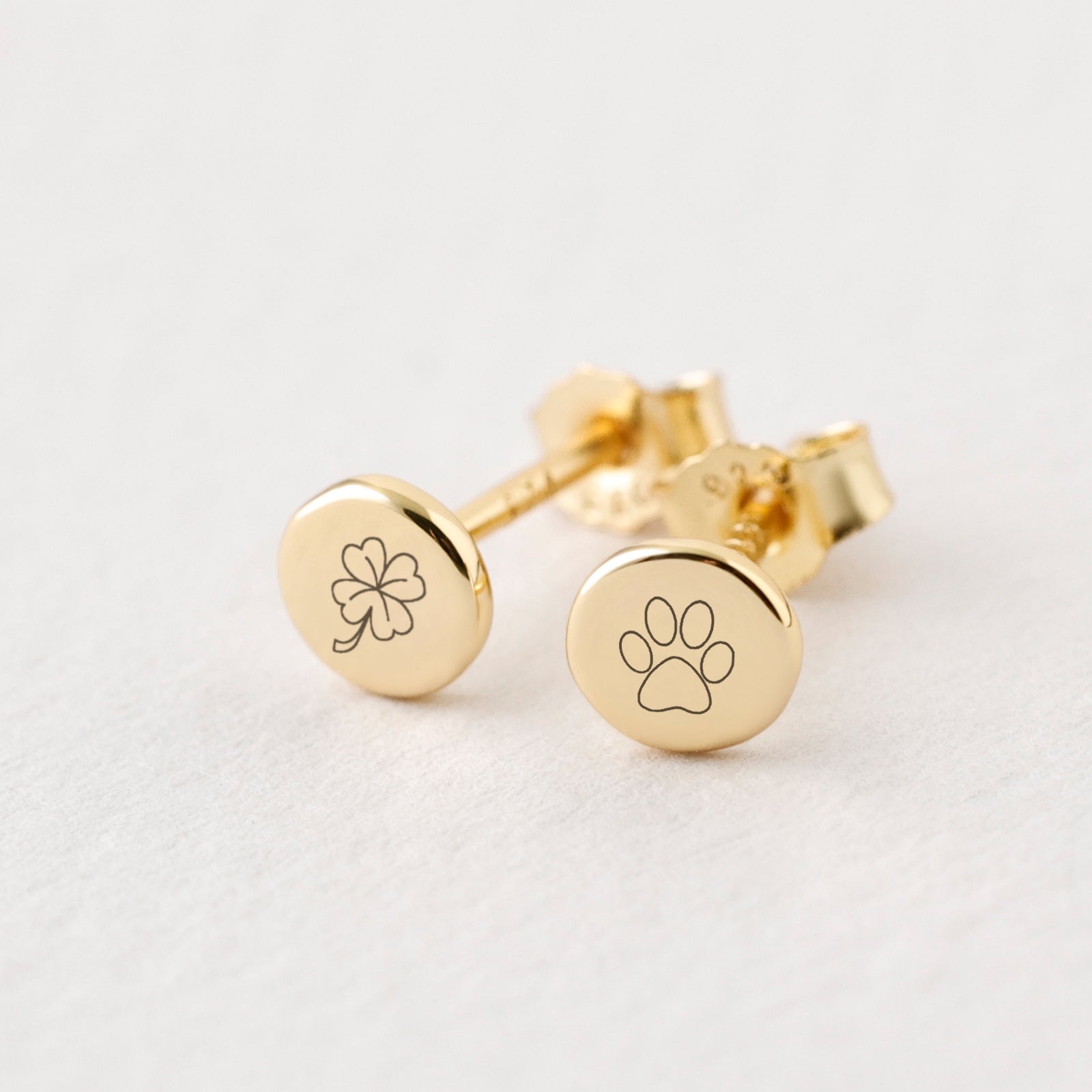 Kleine Personalisierte runde Ohrstecker - 925er Silber Ohrringe VIVIANNASCHMUCK