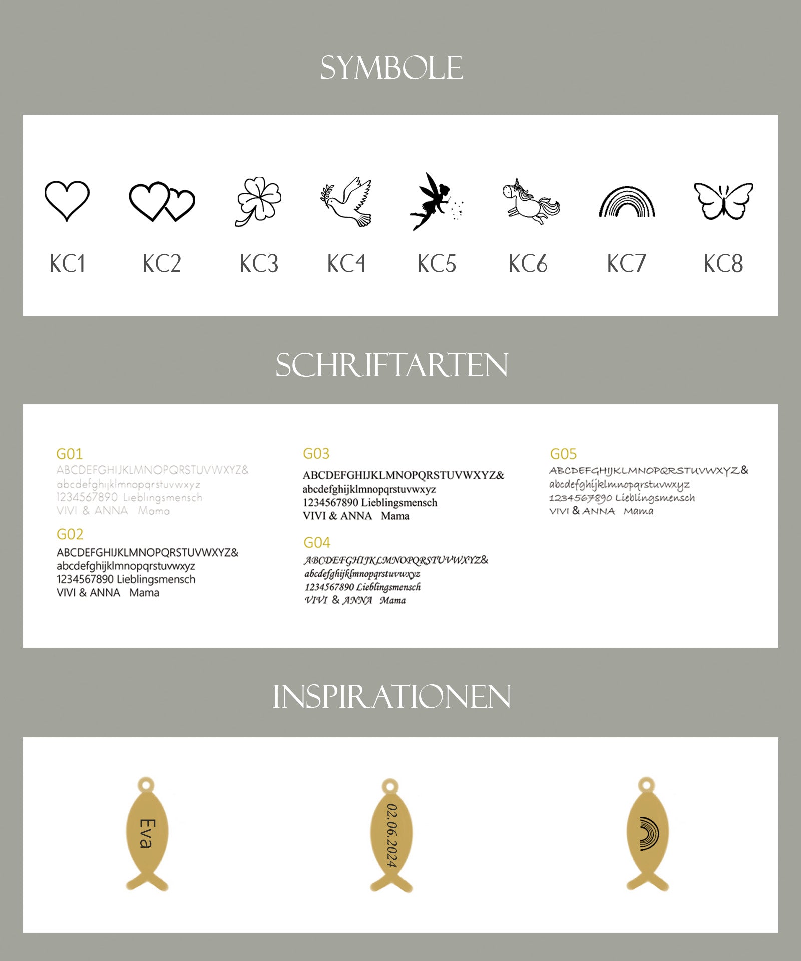 Personalisierte Ichthys Kette mit Geburtsstein Kinder Halsketten VIVIANNASCHMUCK