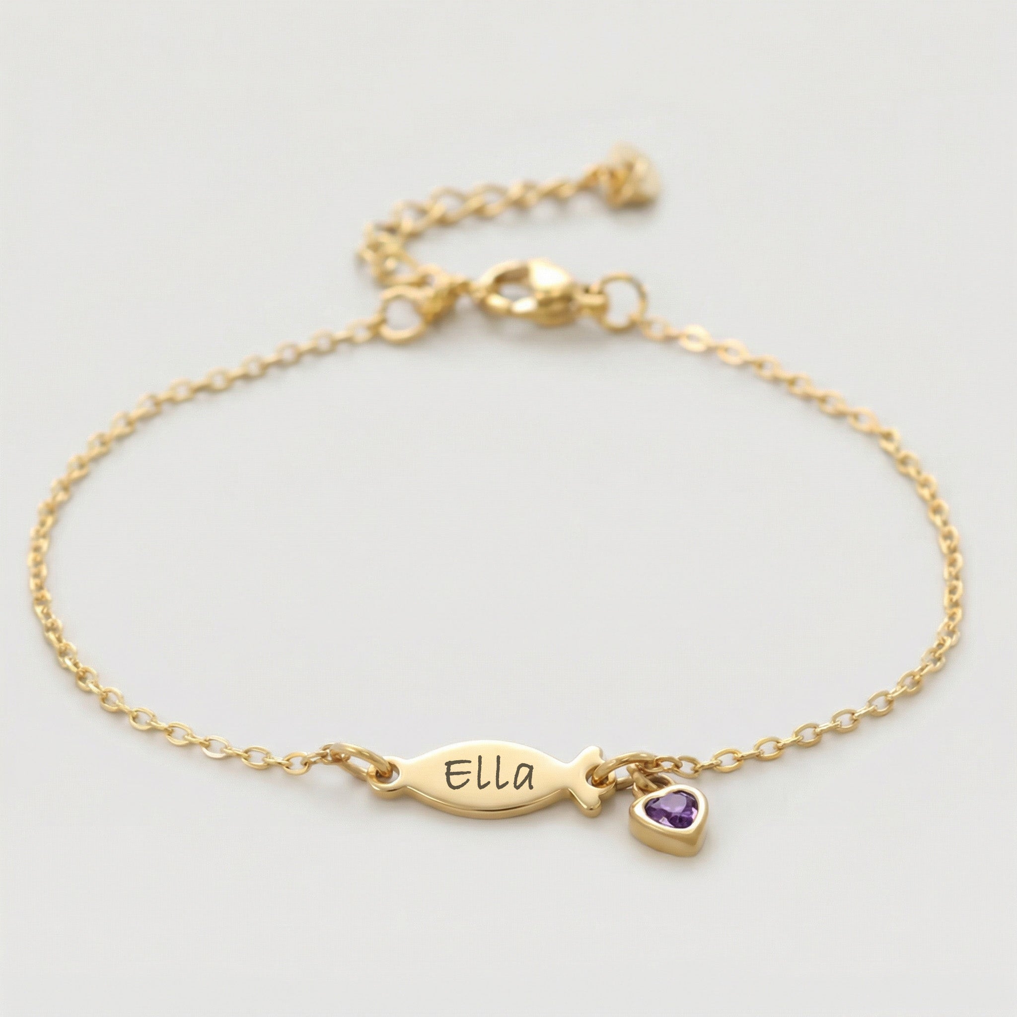 Personalisiertes Ichthys Armband mit Geburtsstein Kinder Armband VIVIANNASCHMUCK