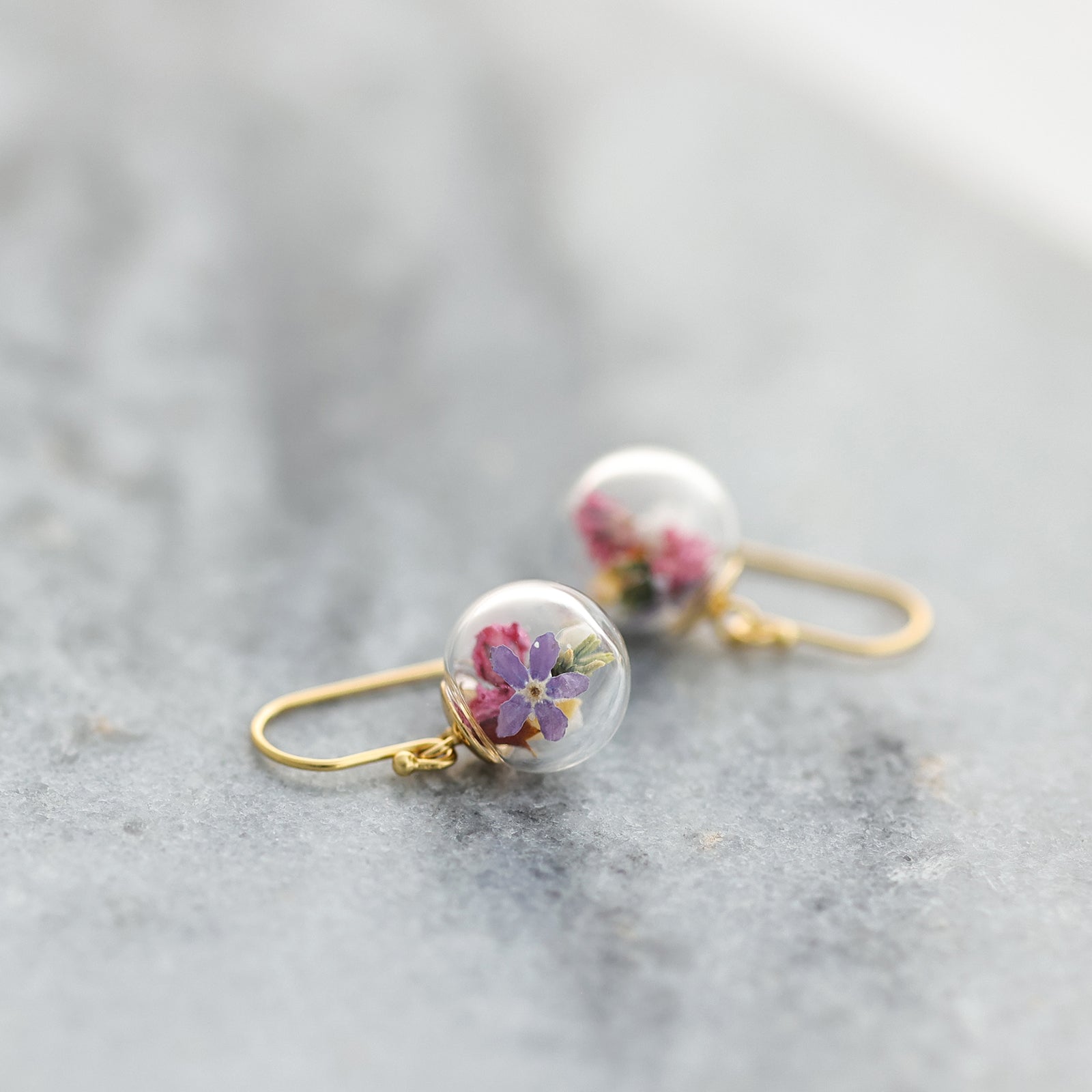 Real Flower Earrings - 925 Sterling Silver Earrings