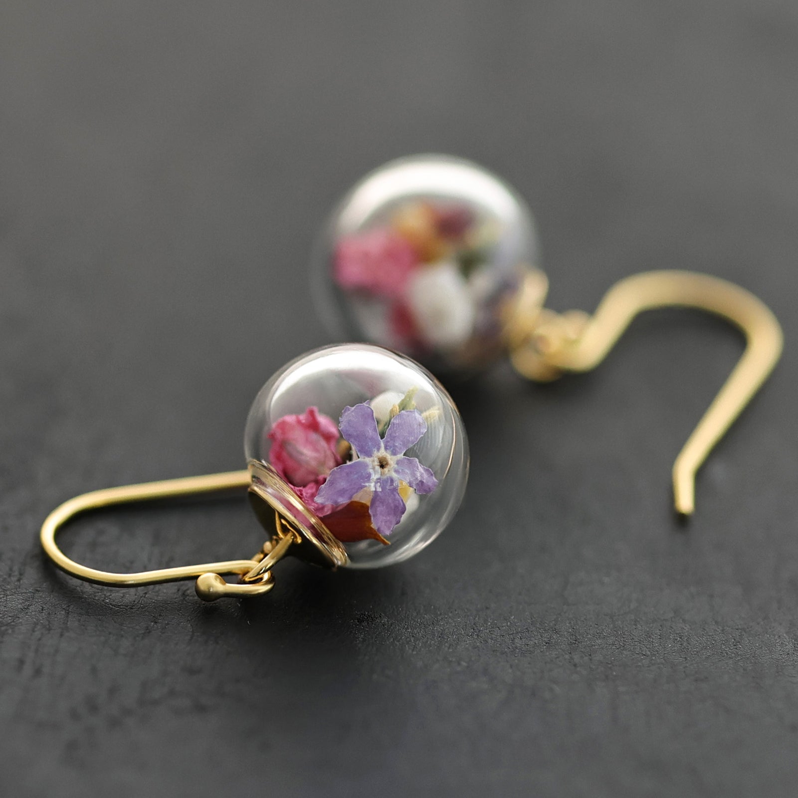 Echte Blumen Ohrringe - 925er Sterling Silber