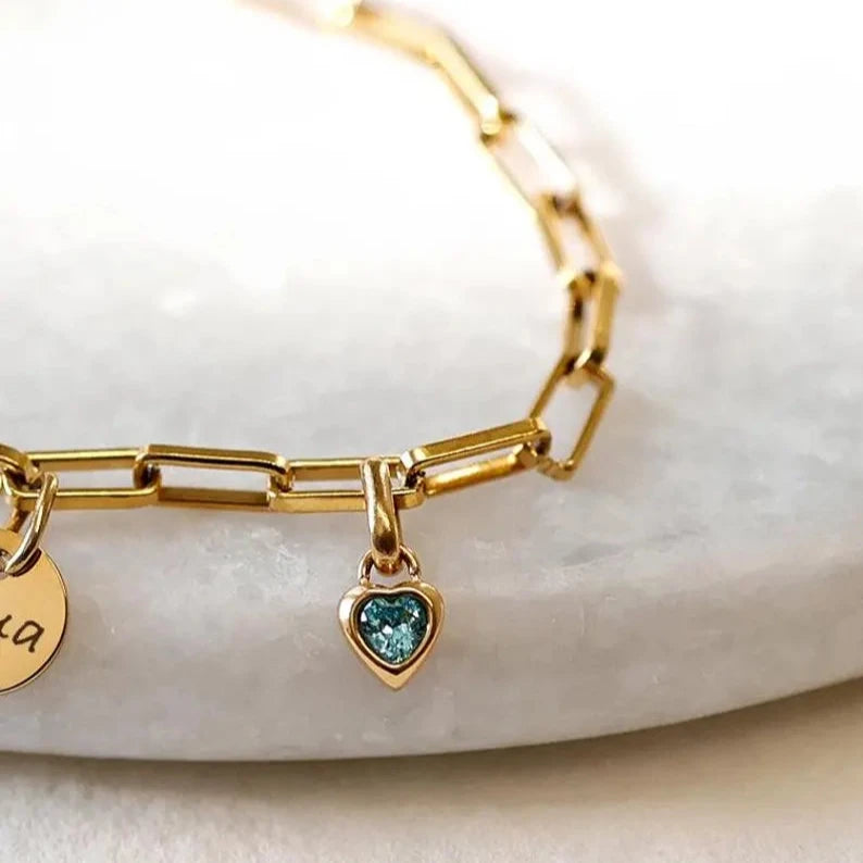 Zusätzlicher Herzchen Zirkonia Geburtsstein Anhänger - Edelstahl - Gold - Roségold - Silber - ADD-ON Geburtsstein Add-on - GS003 - VIVIANNASCHMUCK