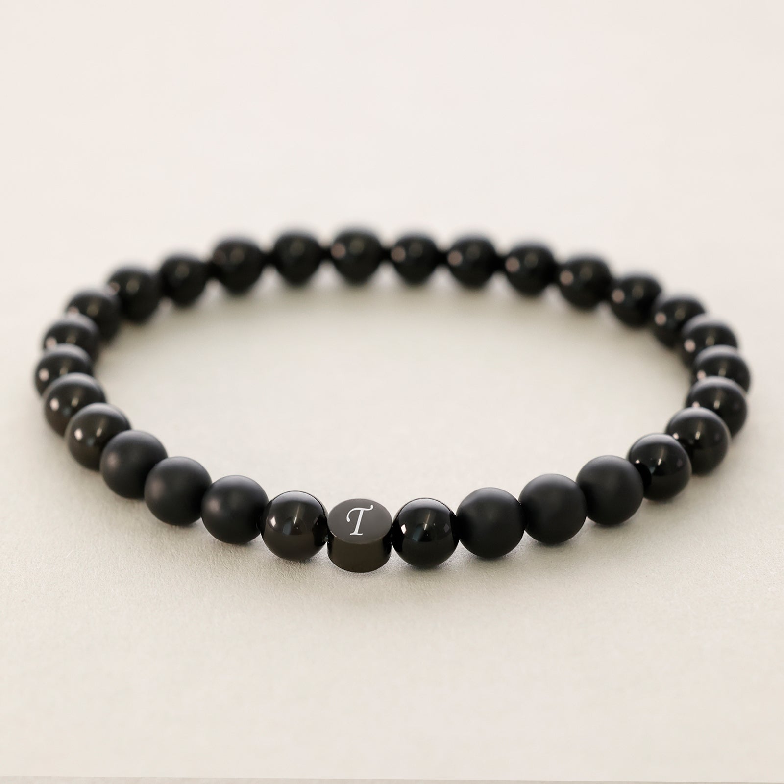 Armband mit Obsidian- und schwarzen mattierten Onyx-Perlen Herren Armband VIVIANNASCHMUCK