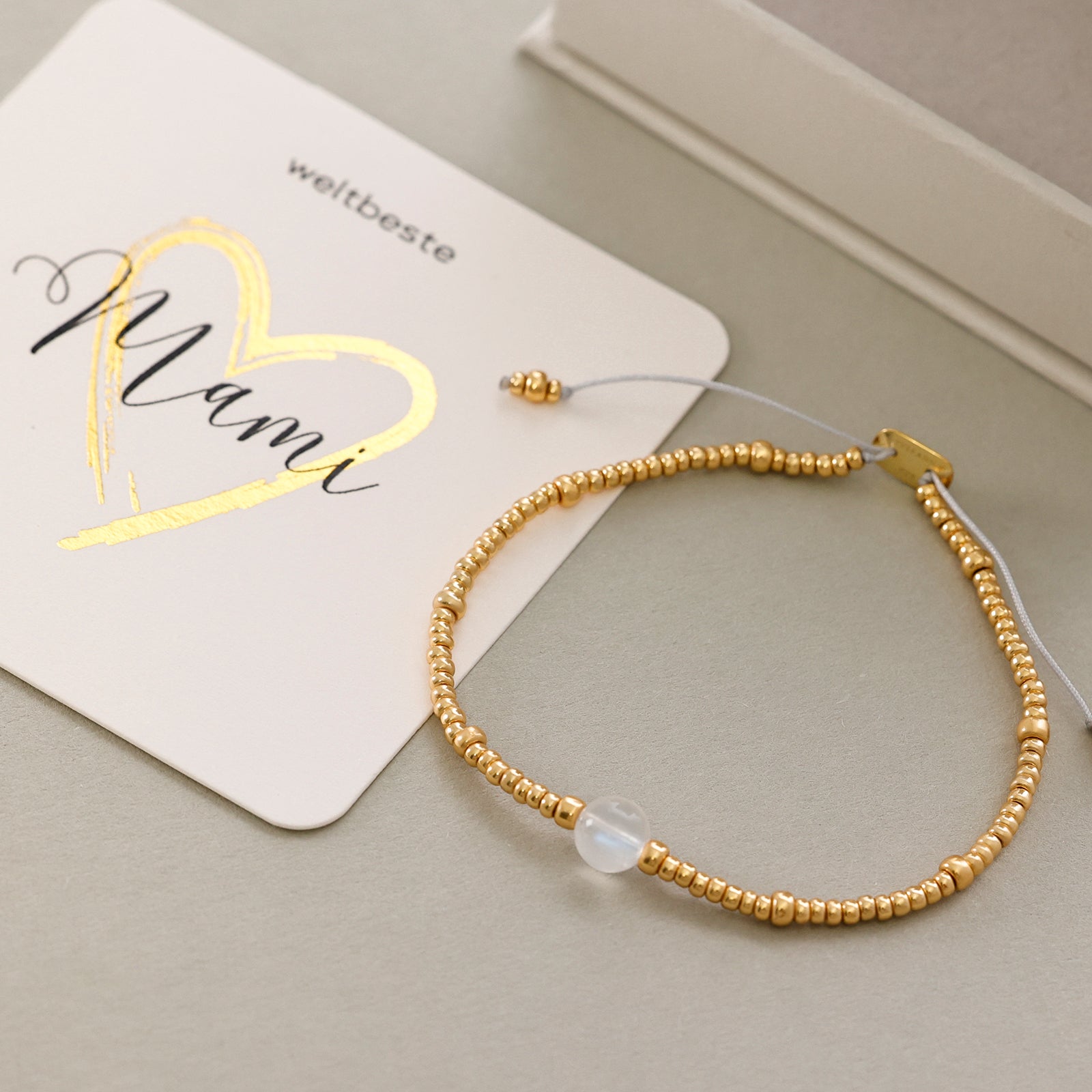 Rainbow Moonstone Bracelet - 925 Sterling Silver - Adjustable