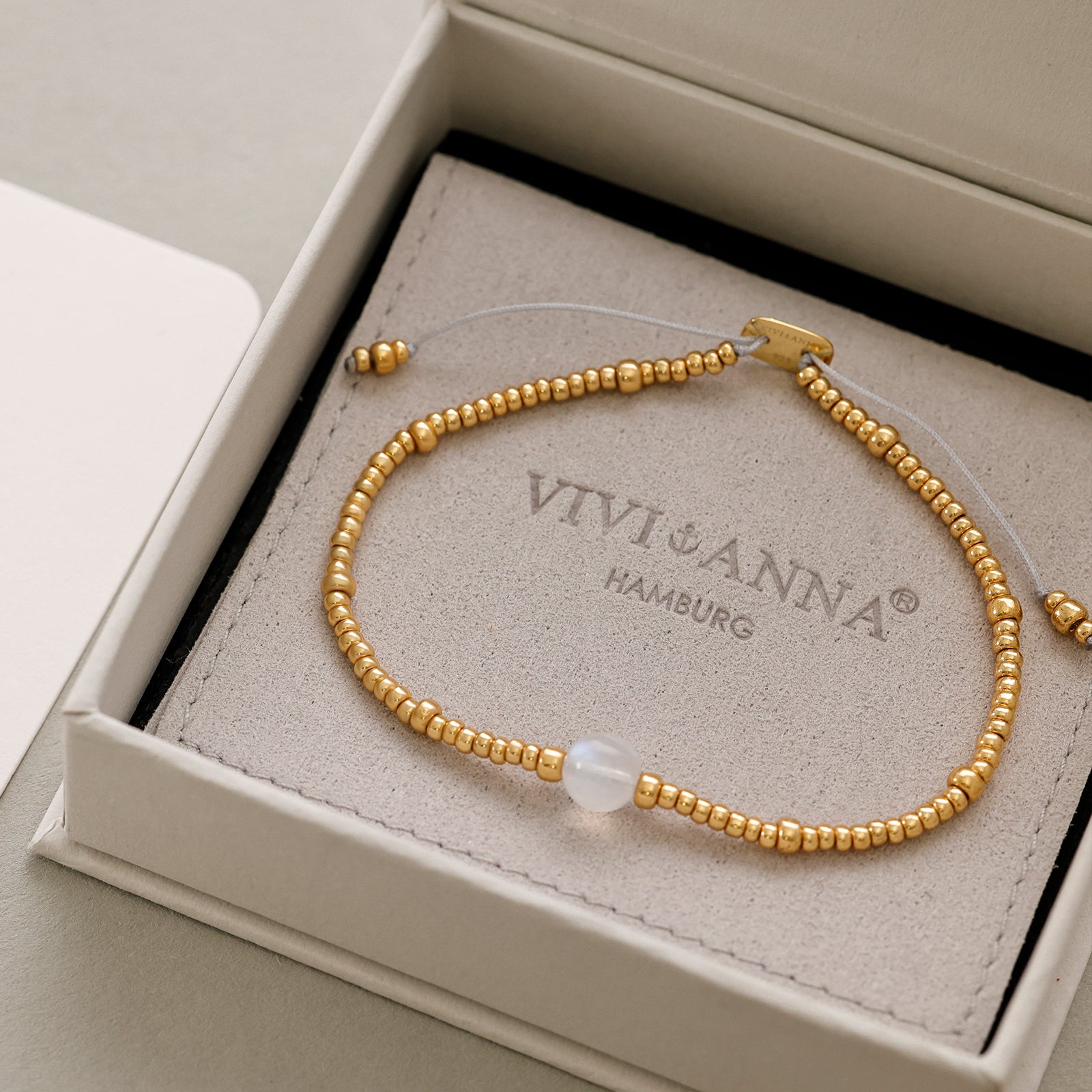 Rainbow Moonstone Bracelet - 925 Sterling Silver - Adjustable