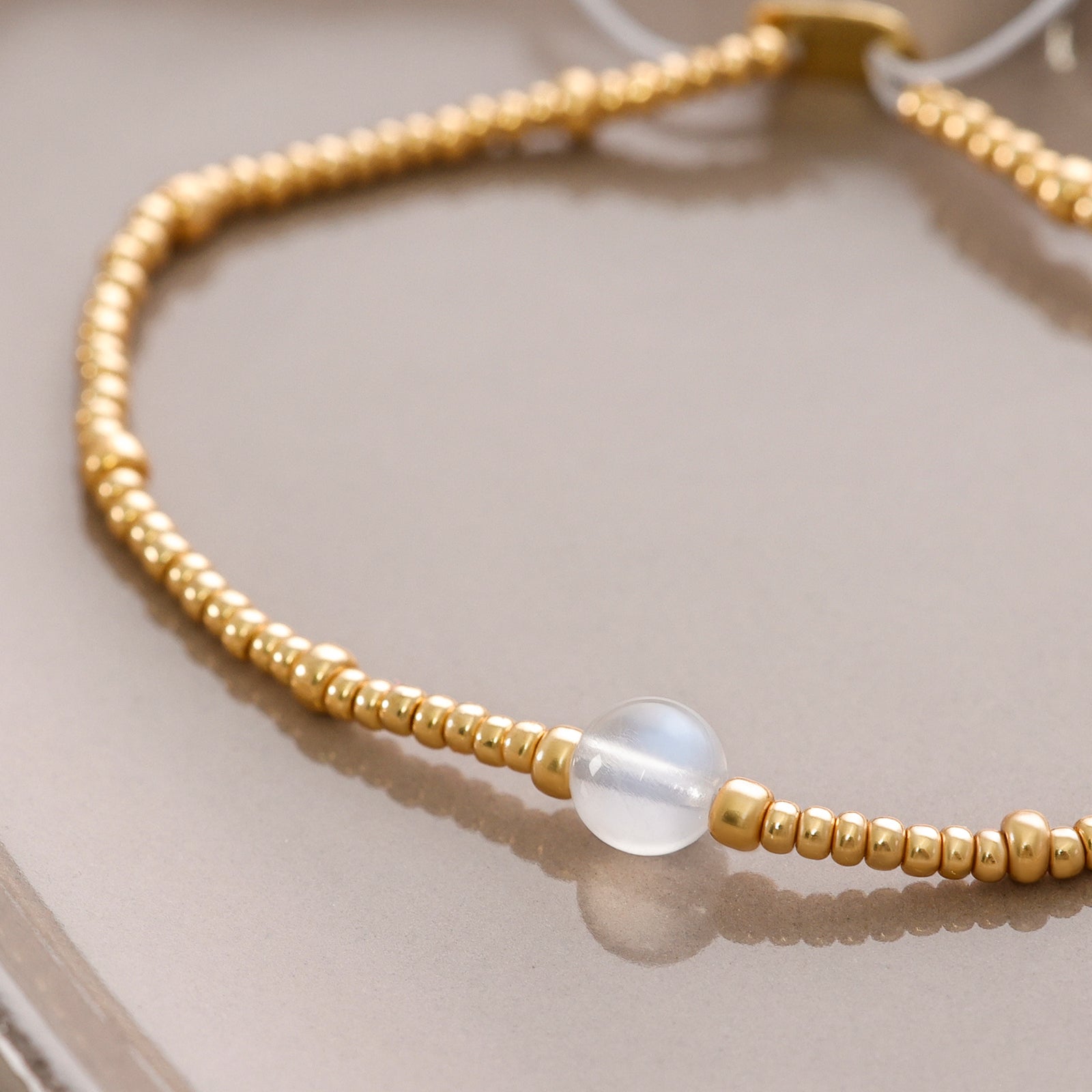 Rainbow Moonstone Bracelet - 925 Sterling Silver - Adjustable