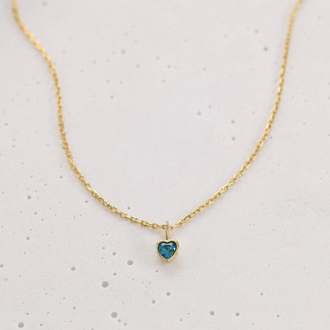 Geburtsstein-Kette mit herzförmigen Anhängern aus Zirkonia - 925 Sterling Silber