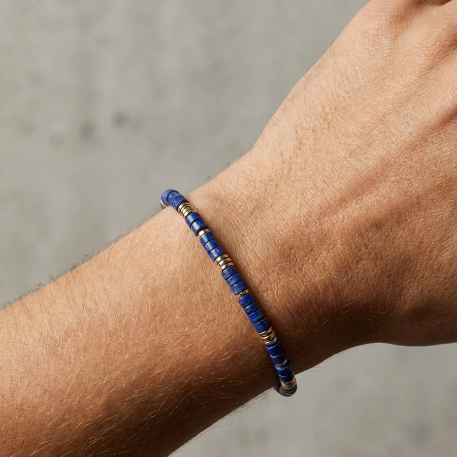 Edelsteinarmband mit Lapislazuli und Hämatit - verstellbar Herren Armband VIVIANNASCHMUCK