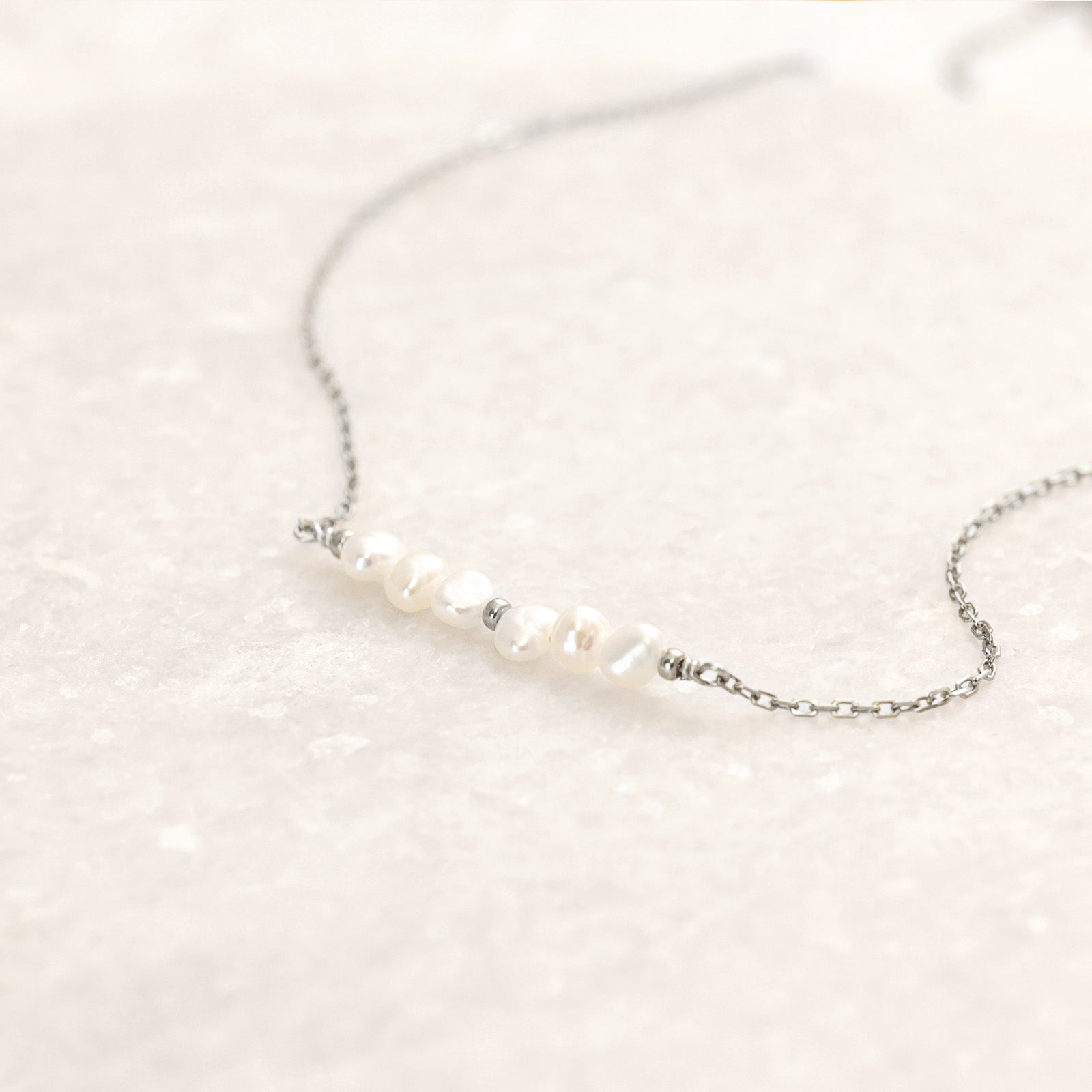 Geburtsstein-Halskette aus Naturstein - 925er Sterling Silber
