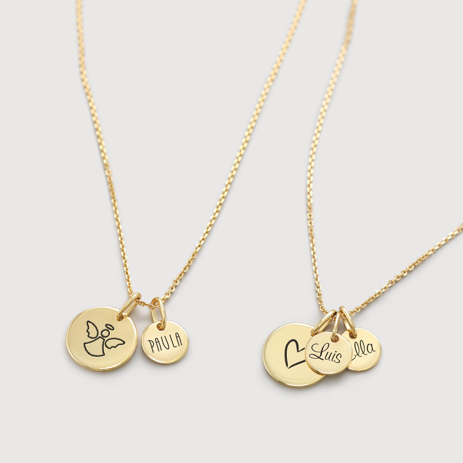 Personalisierte Familienkette mit großen und kleinen Gravurplättchen - 925 Sterling Silber Damen Halskette VIVIANNASCHMUCK