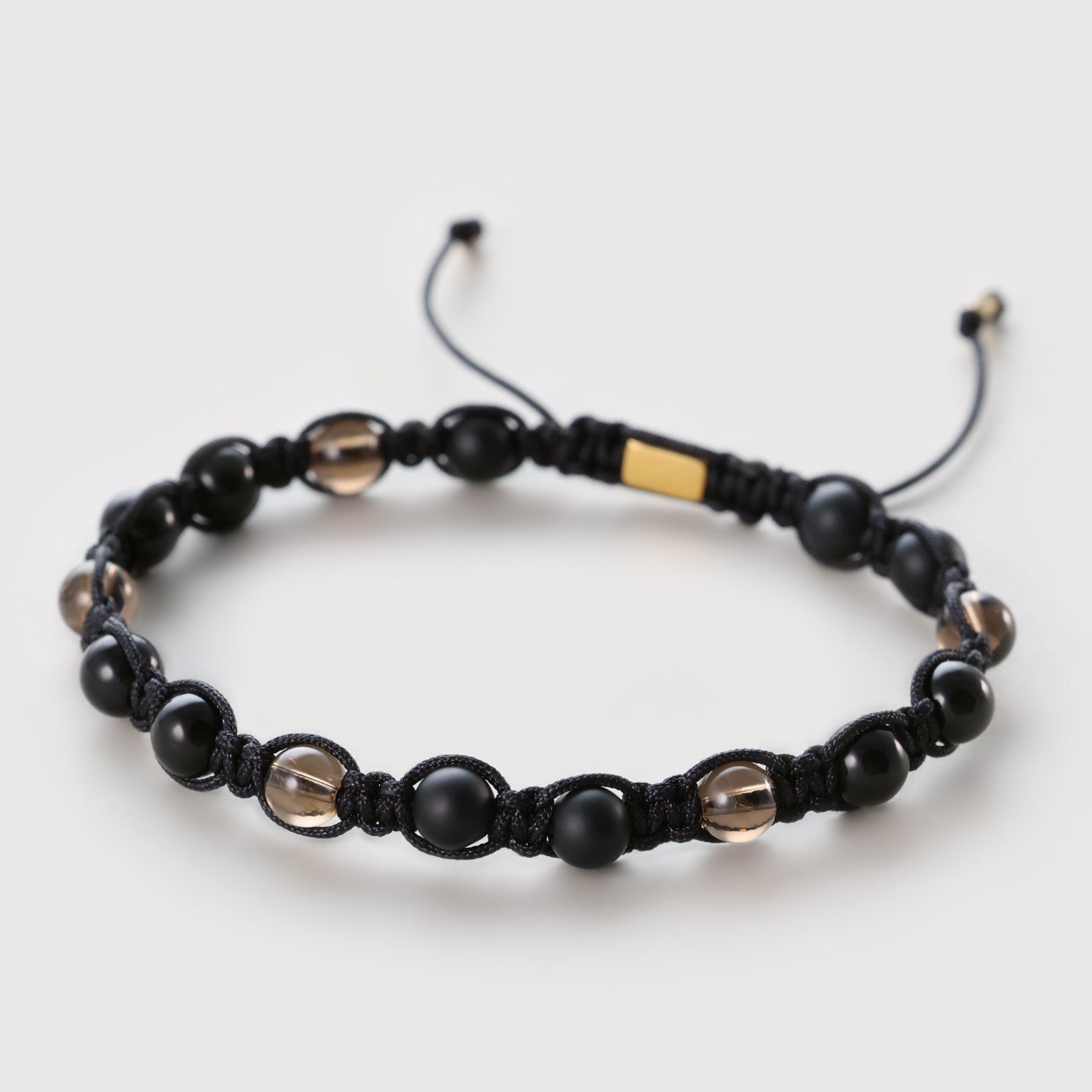 娜 Herren Armband Onyx Rauchquarz Edelstahl Geflochtenes Naturstein Armband Herren Armband VIVIANNASCHMUCK