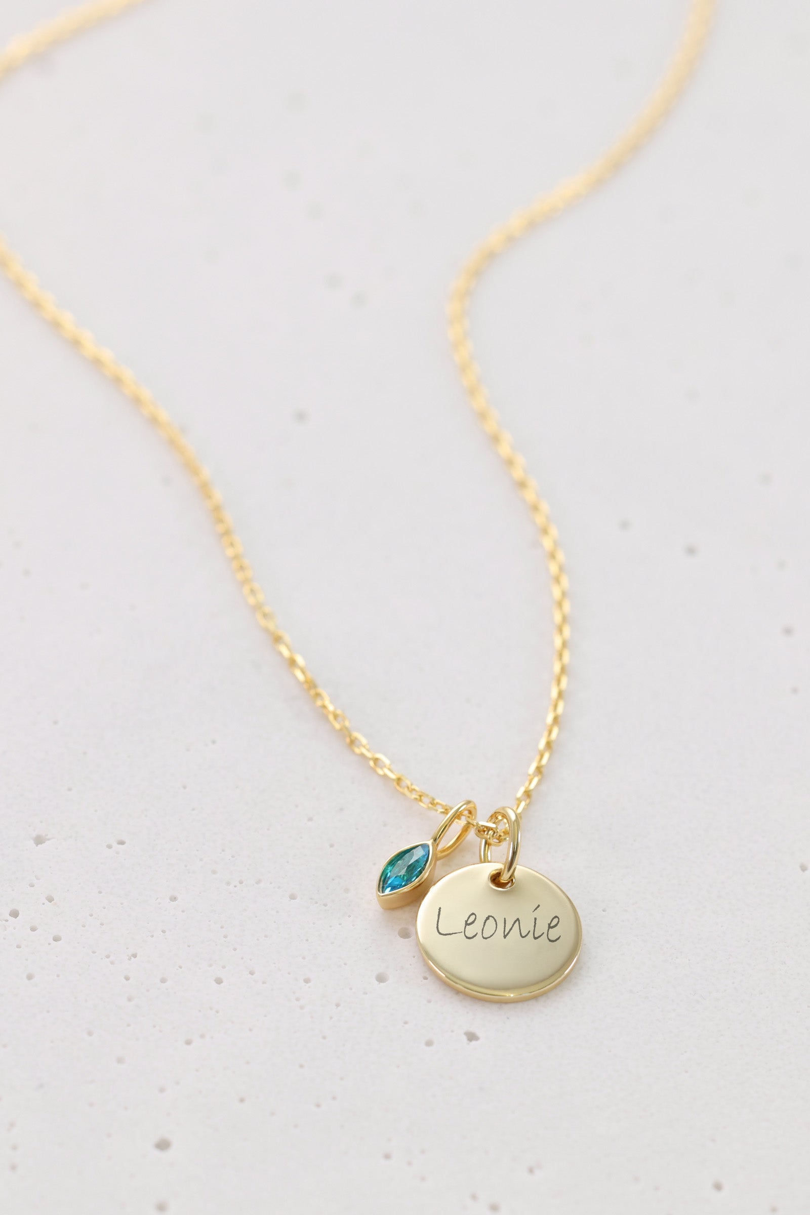 Personalisierte Kette Navette-Geburtsstein - 925 Sterling Silber Damen Halskette VIVIANNASCHMUCK