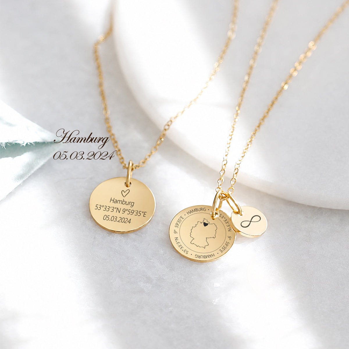 Herzensort – Personalisierte Länder-Kette mit Landkarte, Herz & Koordinaten Damen Halskette VIVIANNASCHMUCK