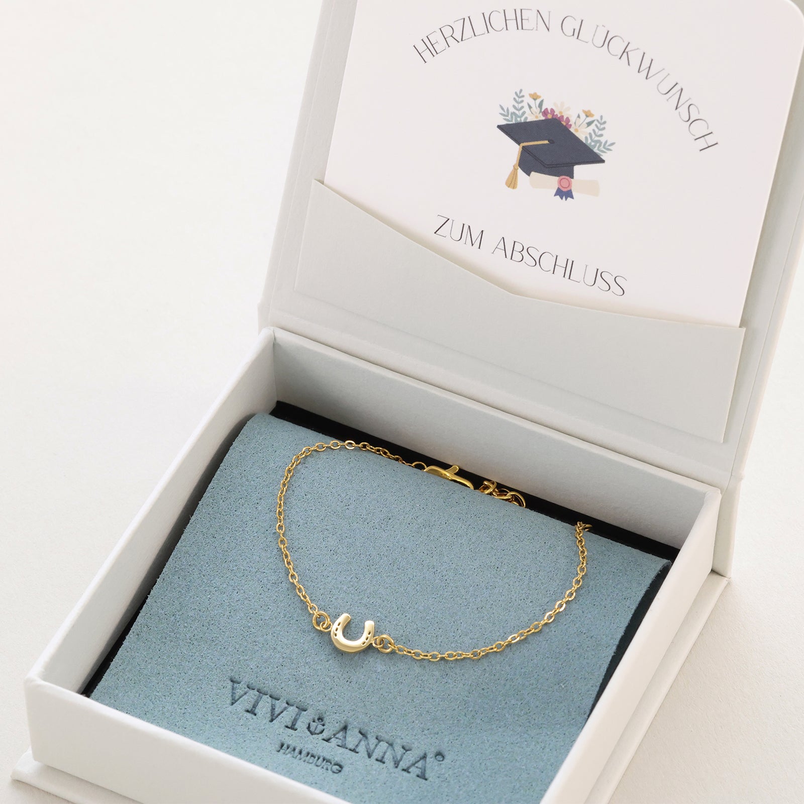Hufeisen Armband als Glücksbringer – Geschenk zum Abschluss mit Karte Damen Armband VIVIANNASCHMUCK