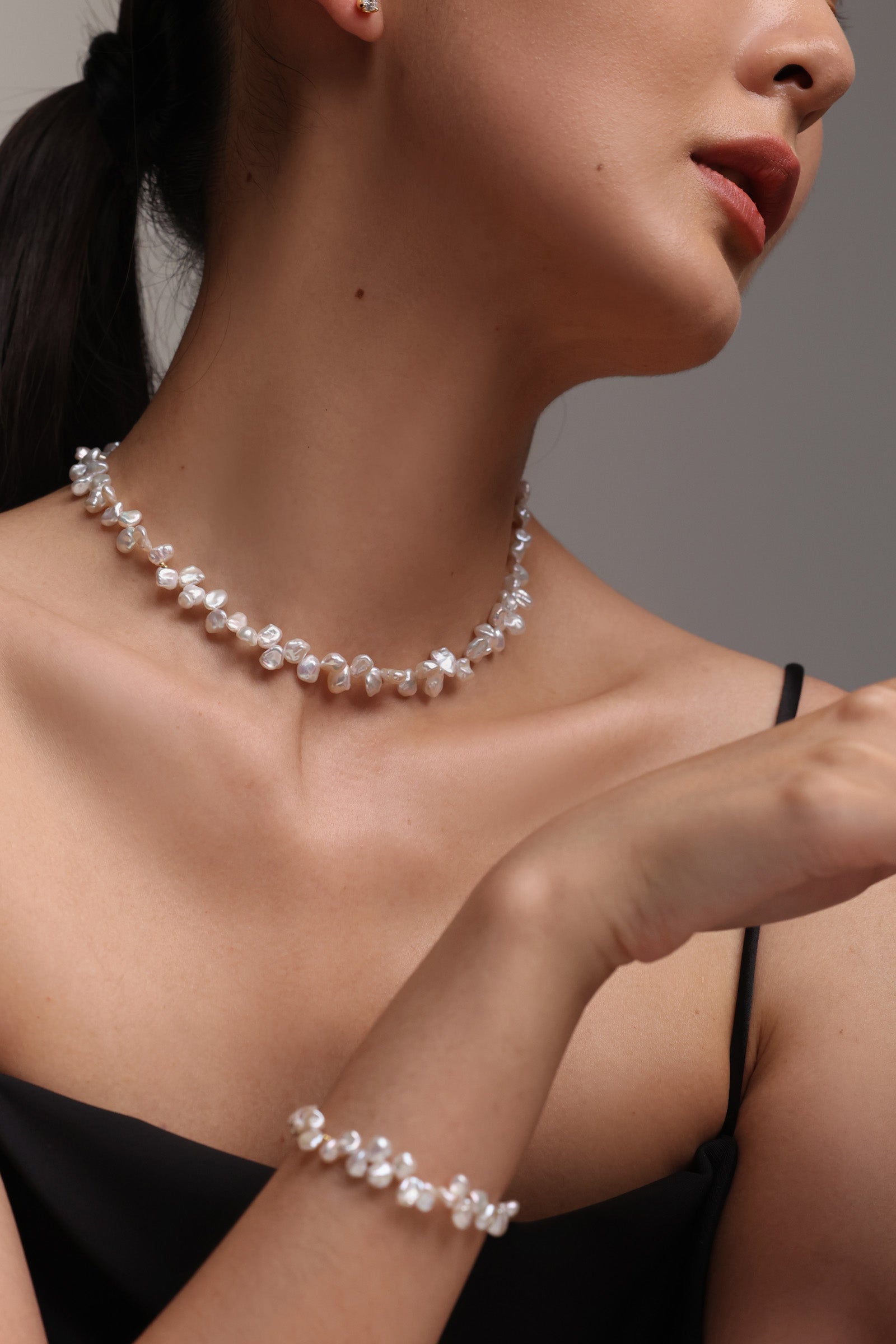 Freshwater pearl necklace - 925 sterling silver - minimalist gift