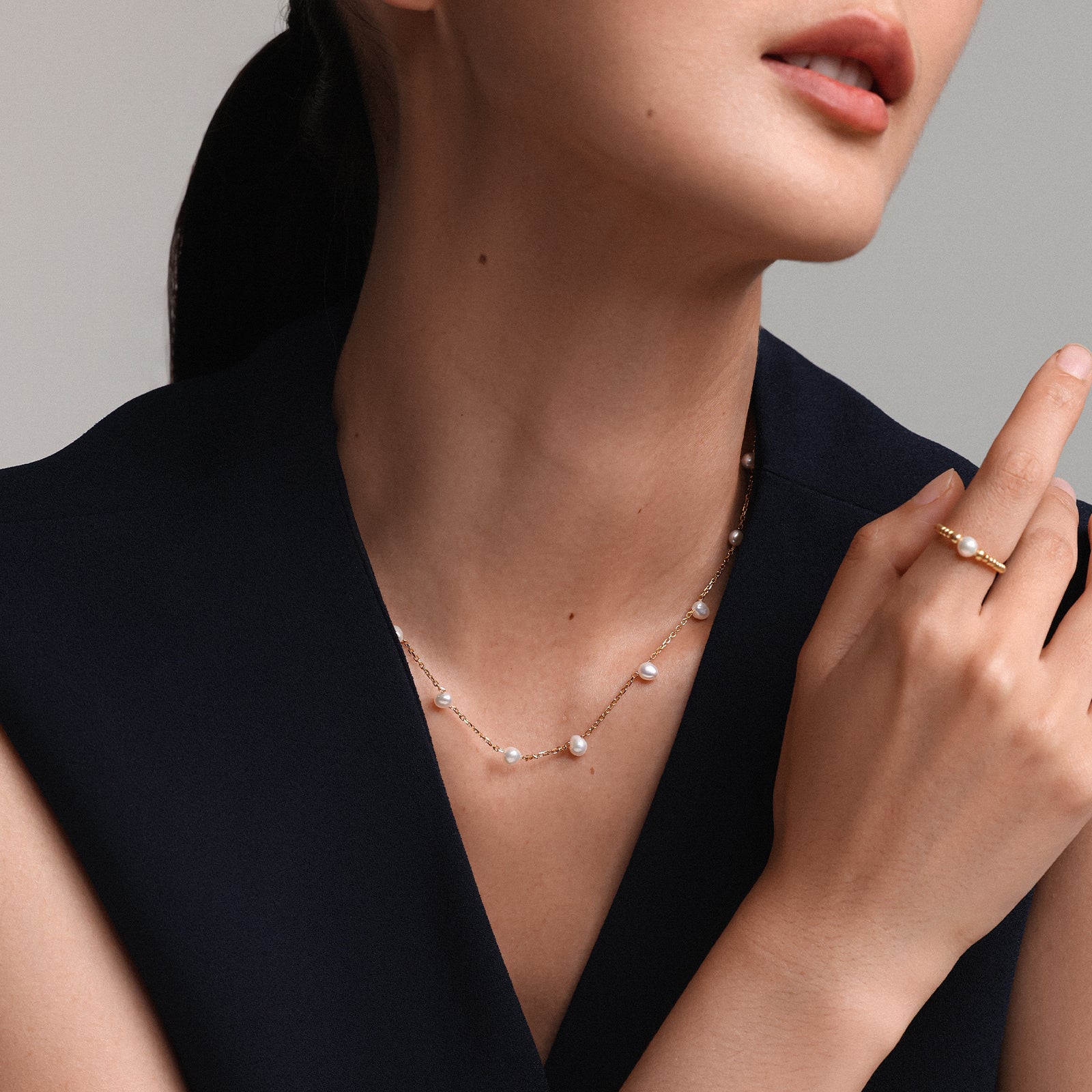 Freshwater pearl necklace - 925 sterling silver - minimalist gift