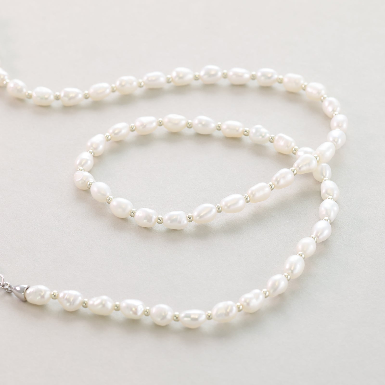 Unisex Süßwasserperlen Kette - 925 Sterling Silber Herren Halskette VIVIANNASCHMUCK