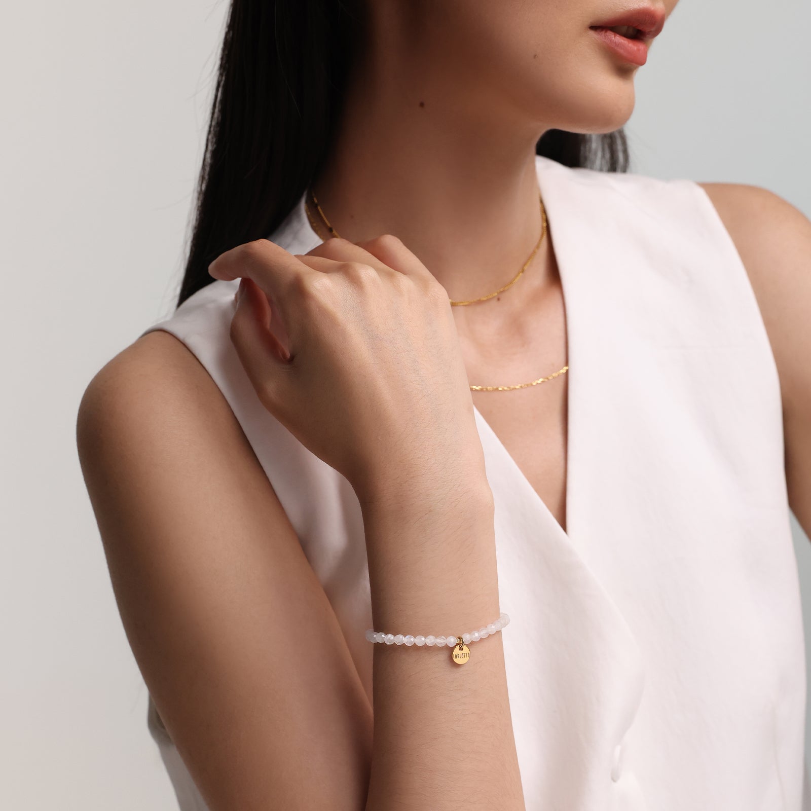 Moonstone bracelet with personalized engraving - 925 Sterling Silver