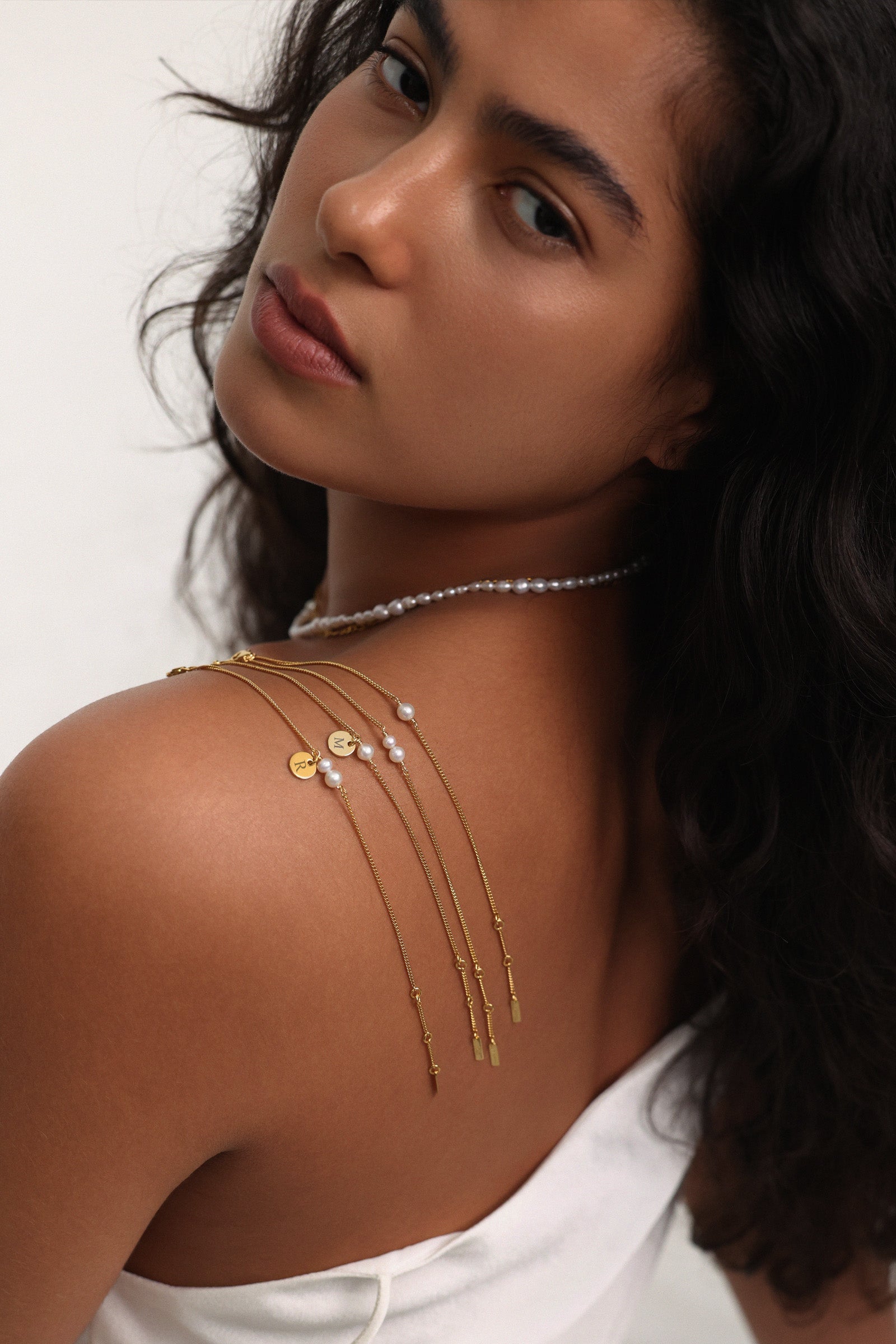 Freshwater pearl bracelet with customizable pendant - 925 sterling silver