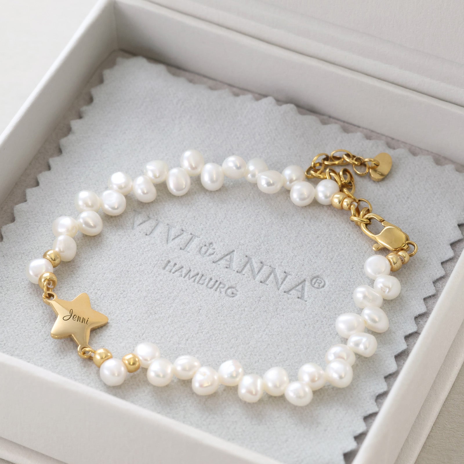 Süßwasserperlen Armband mit Sternanhänger Damen Armband VIVIANNASCHMUCK