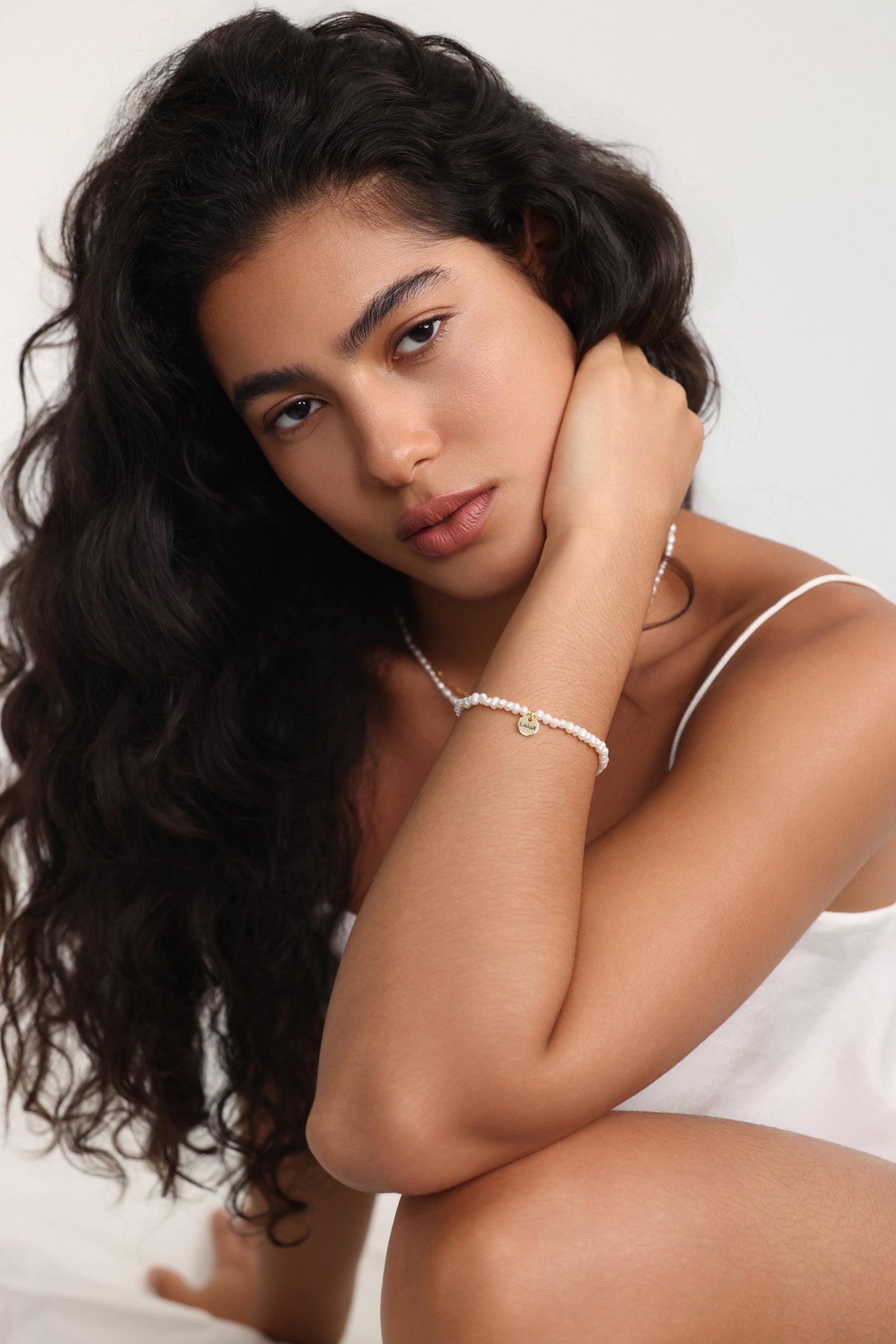 Süßwasserperlen Armband mit Personalisierbarem Anhänger - 925er Sterling Silber