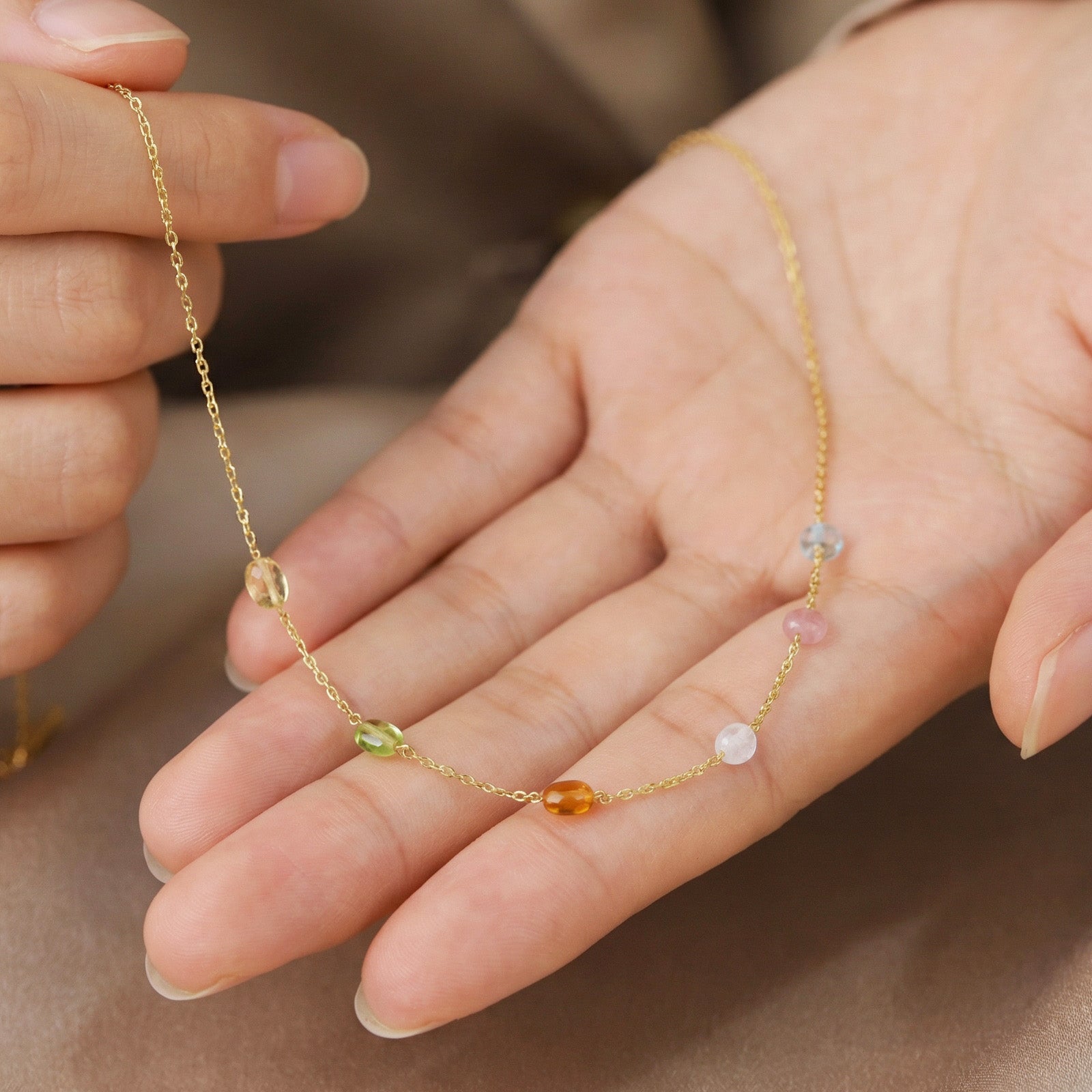 Energie-Halskette mit natürlichen Edelsteinene - 925er Sterling Silber Damen Halskette VIVIANNASCHMUCK