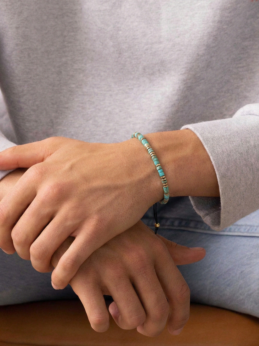 Edelsteinarmband mit Türkis und Hämatit - verstellbar Herren Armband VIVIANNASCHMUCK