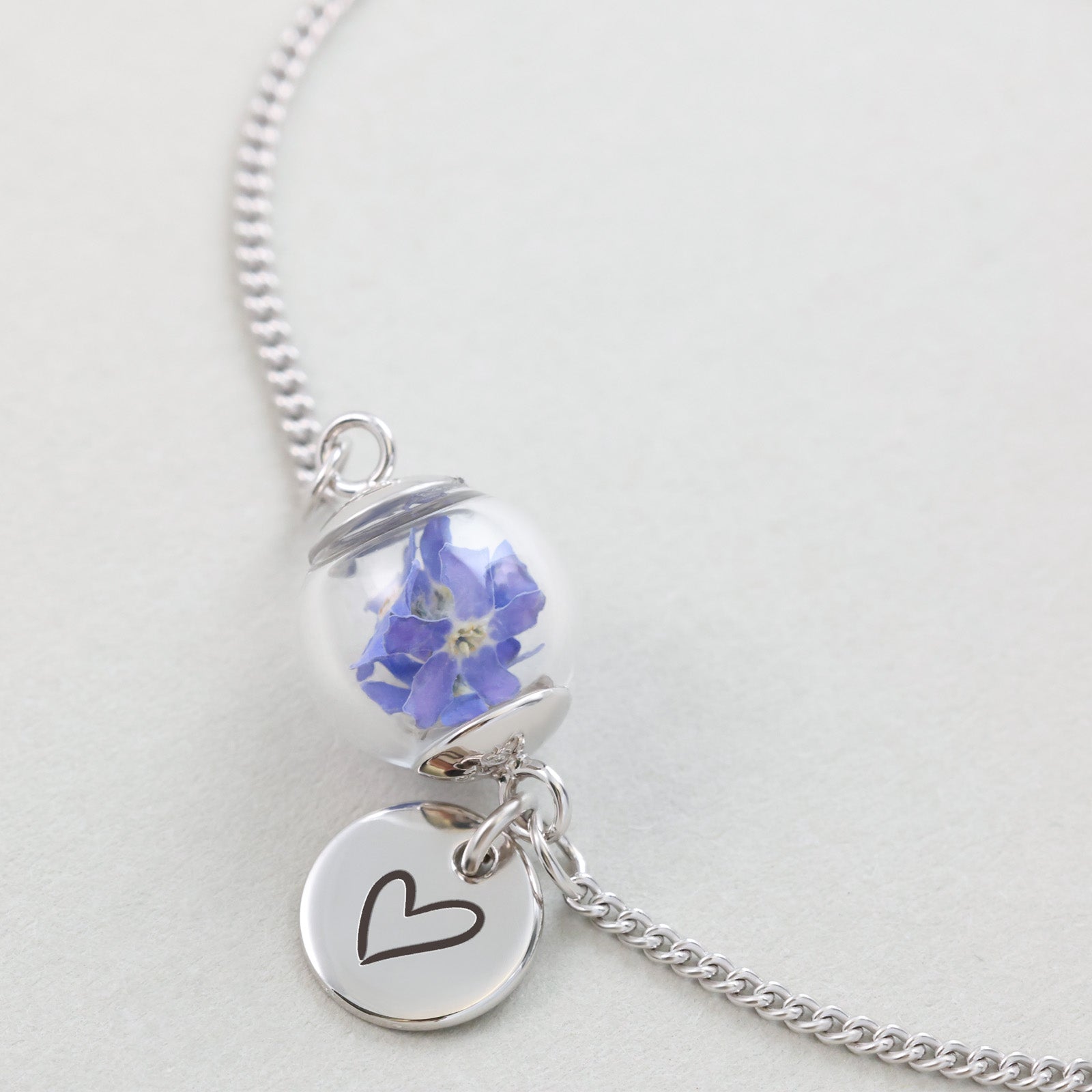 Vergissmeinnicht Armband mit Gravur - 925er Sterling Silber Damen Armband VIVIANNASCHMUCK