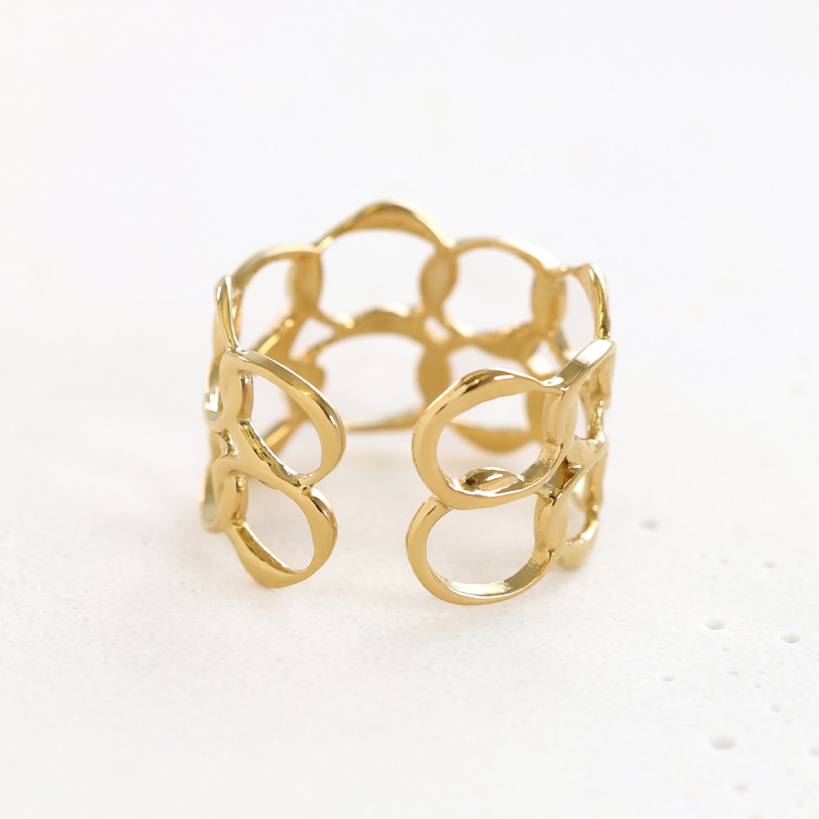 Goldener Ring im Kettendesign – Edelstahl, verstellbar