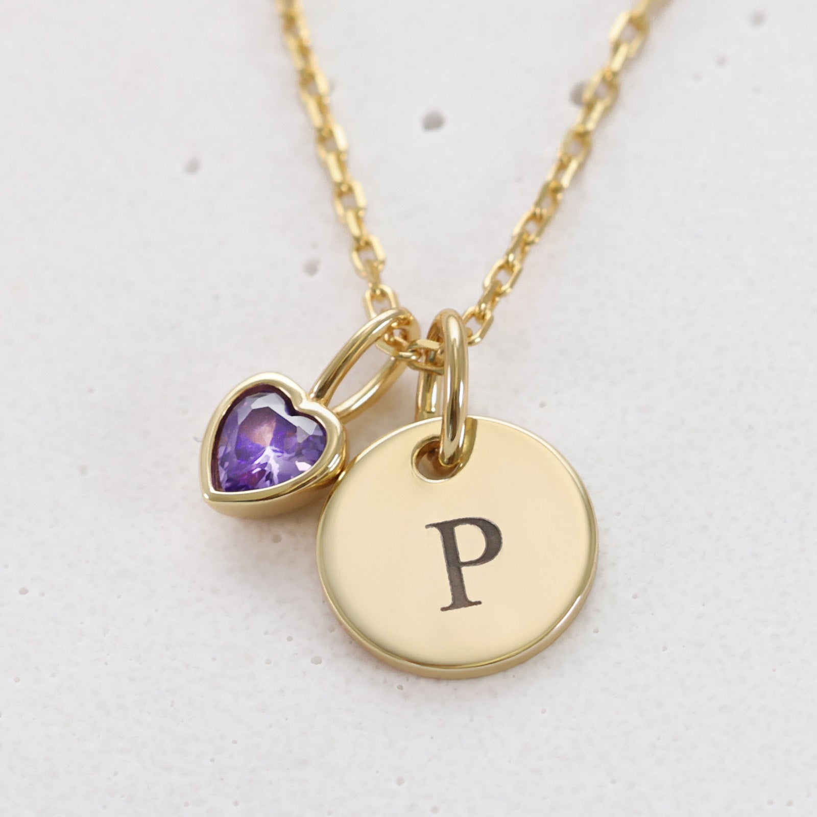 heart zirconia birthstone necklace