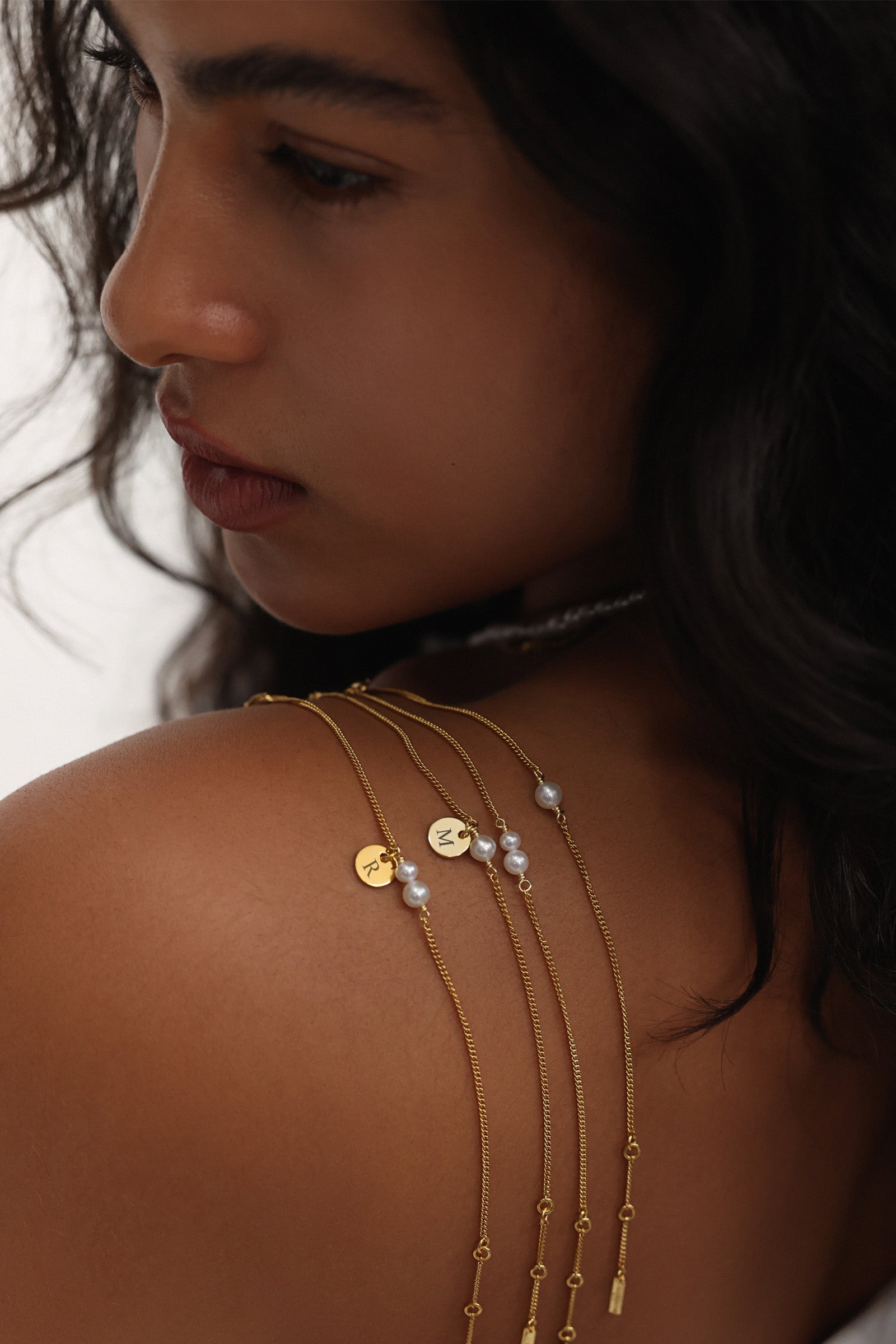 Freshwater pearl bracelet with customizable pendant - 925 sterling silver