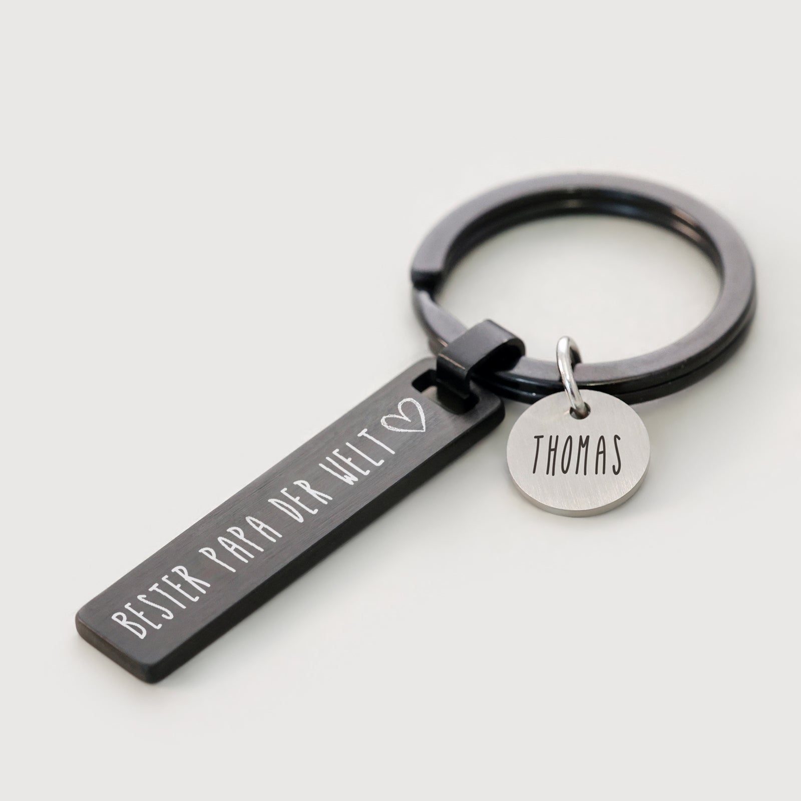 Personalisierte Schwarz matt Bar-Anhänger Schlüsselring