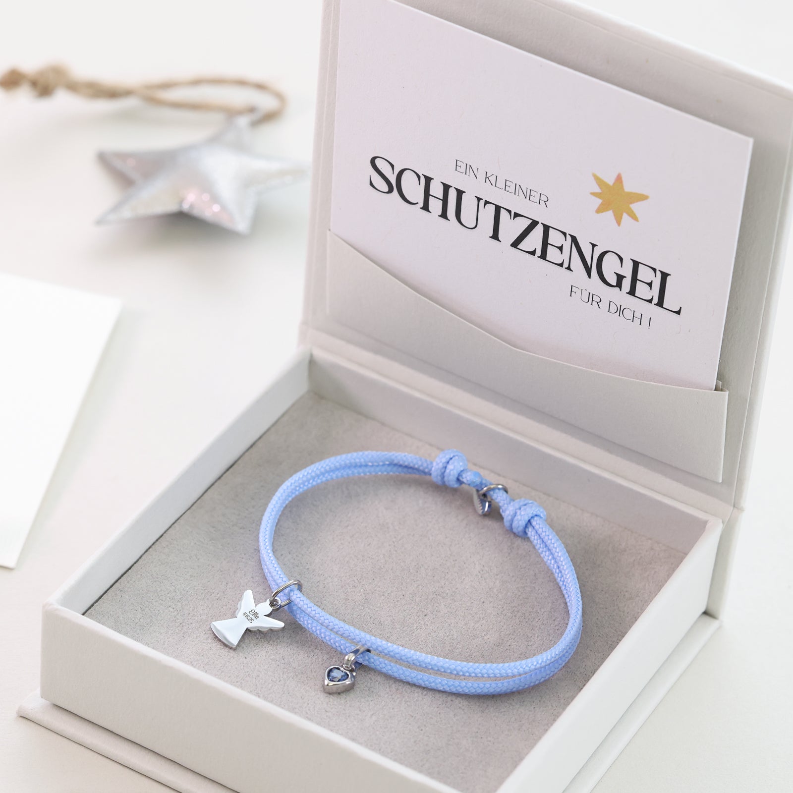 Paracord Armband mit Schutzengel & Geburtsstein – Geschenk mit Karte