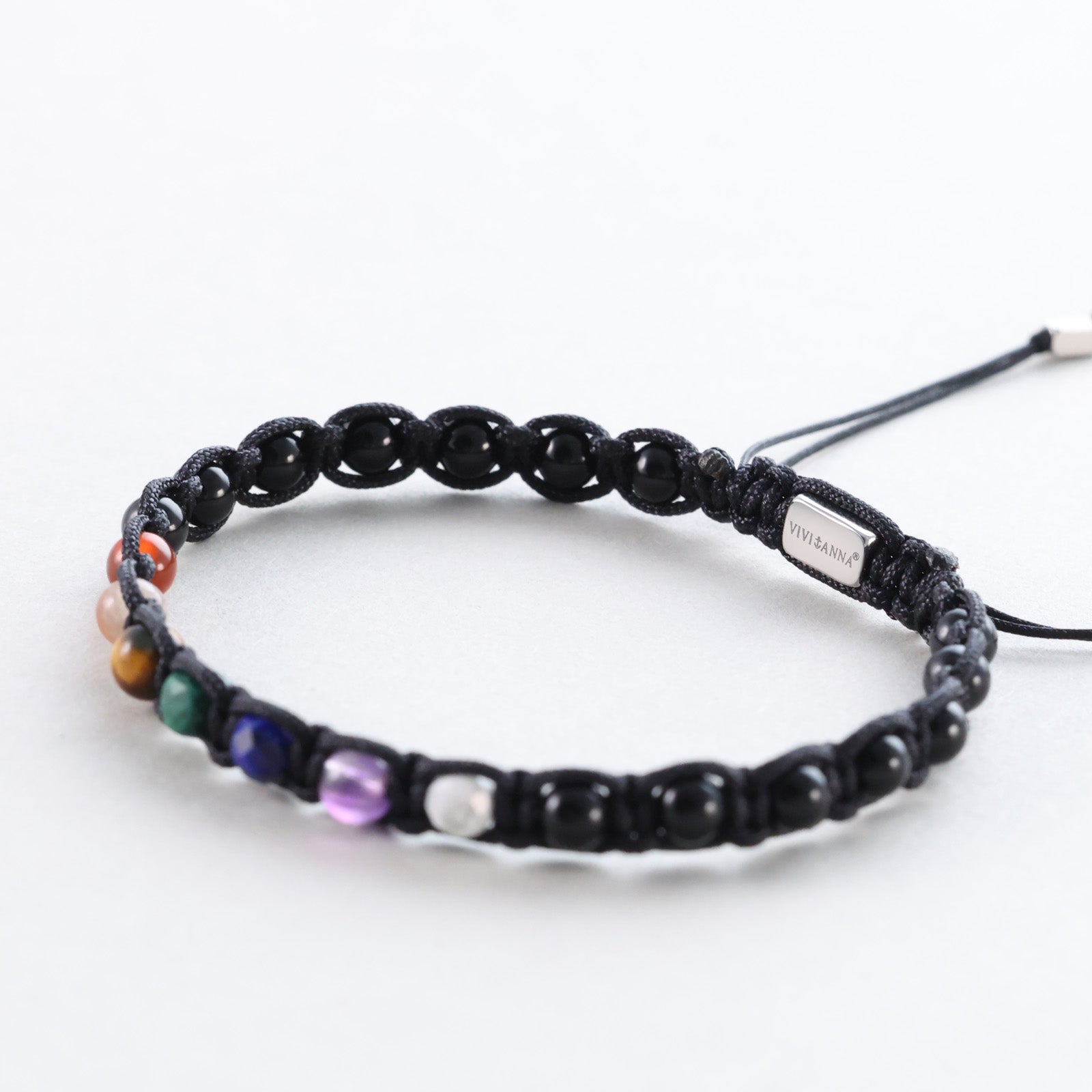 Onyx 7-Chakra Energie-Makramee-Armband Herren Armband VIVIANNASCHMUCK