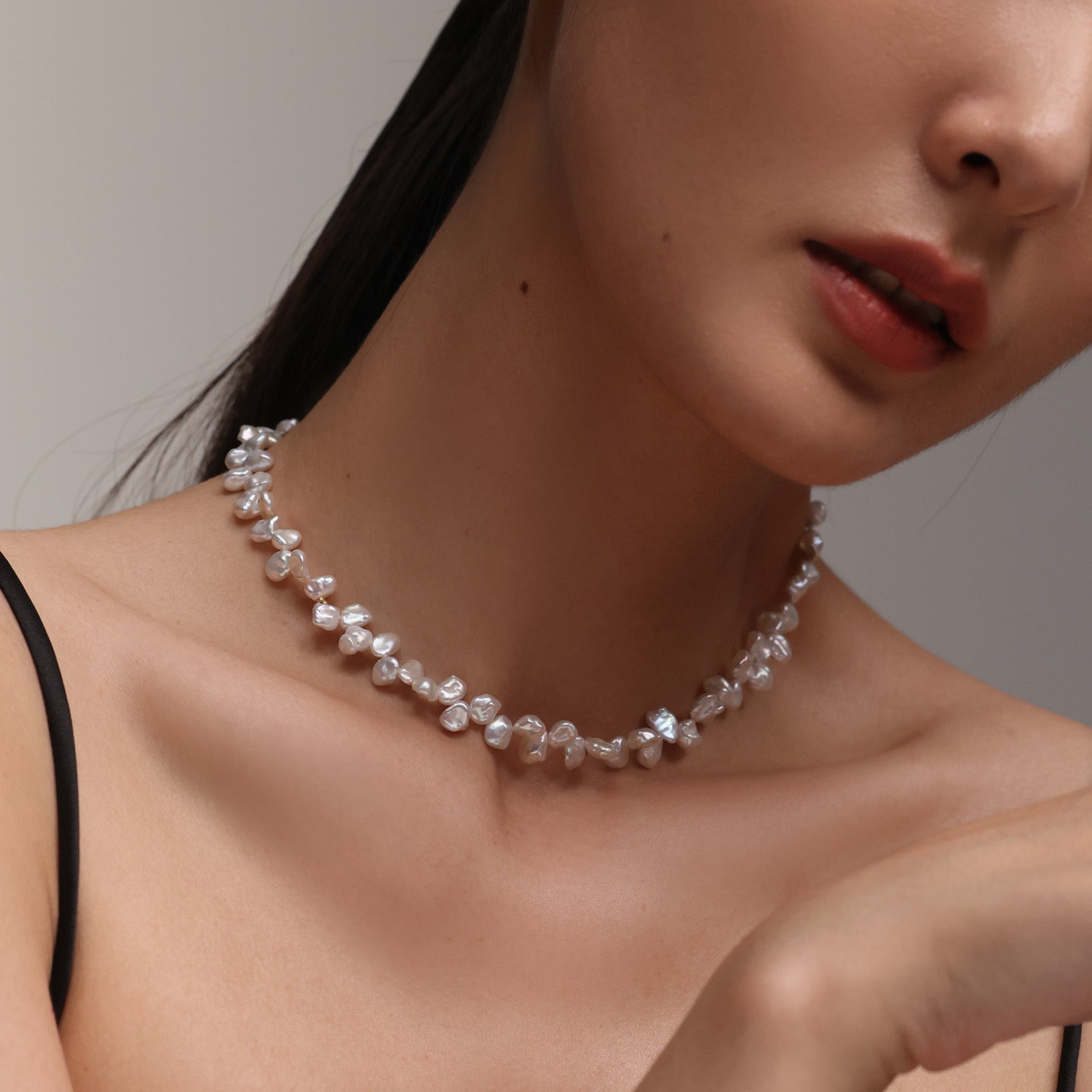 Barockperlen-Kette in Naturform - 925er Sterling Silber