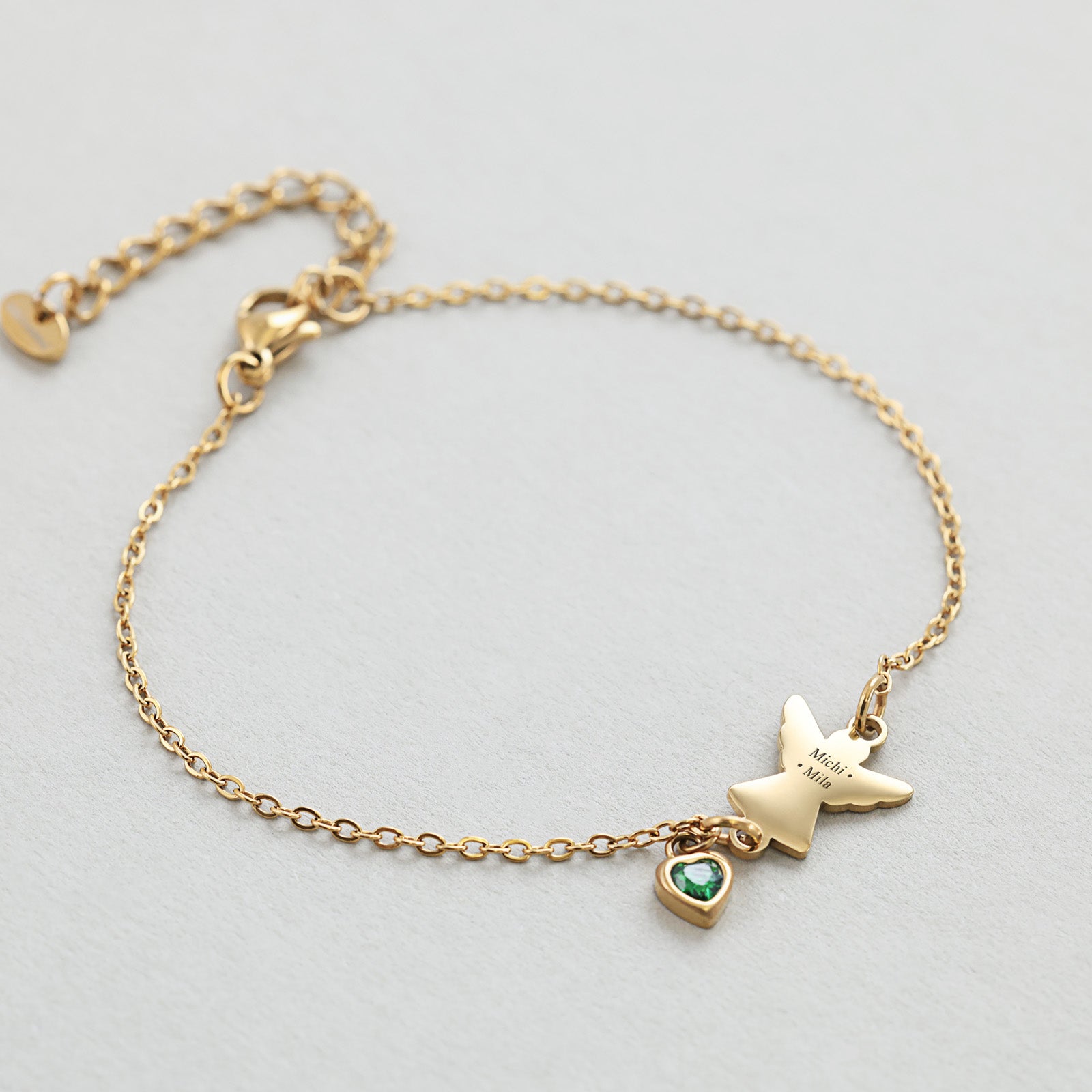 Engel Armband mit Zirkonia Geburtsstein Kinder Armband VIVIANNASCHMUCK