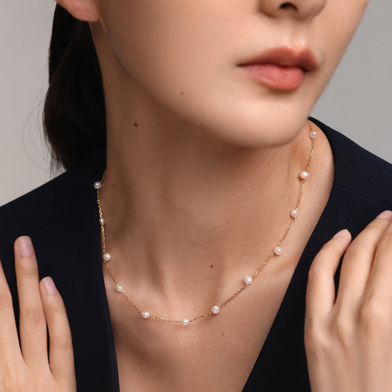 Freshwater pearl necklace - 925 sterling silver - minimalist gift